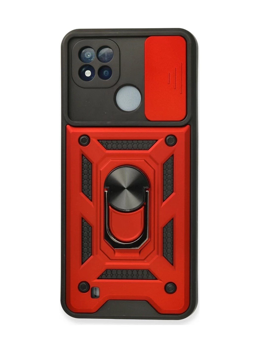 Realme C11 2021 Uyumlu Kılıf Pars Lens Yüzüklü Silikon - Kırmızı Belirtilmemiş