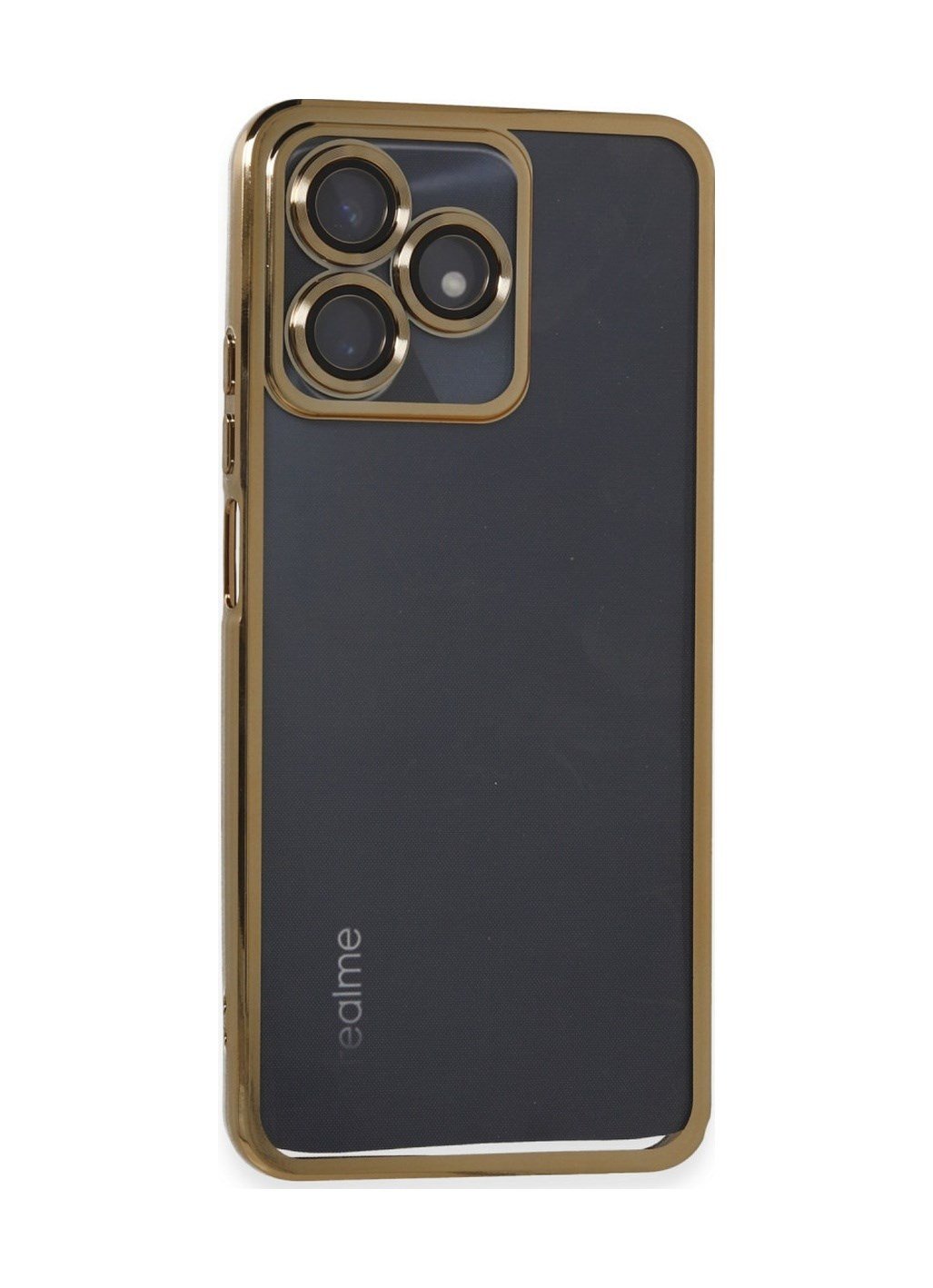 Realme C53 Uyumlu Kılıf Lensli Silikon - Gold Belirtilmemiş