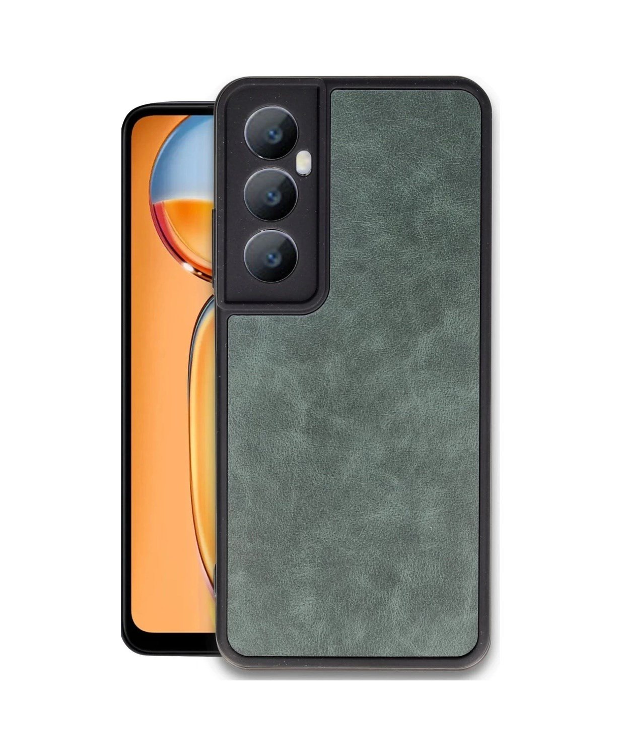 Realme C65 Uyumlu Kılıf Aras Deri Kapak - Koyu Yeşil Belirtilmemiş