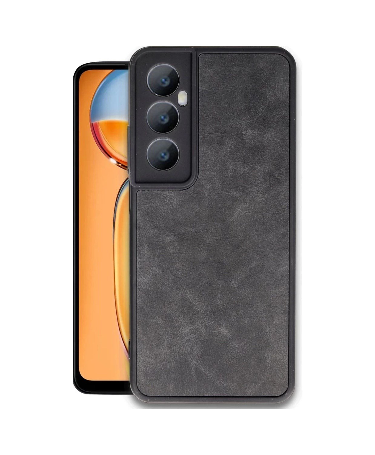 Realme C65 Uyumlu Kılıf Aras Deri Kapak - Siyah Belirtilmemiş