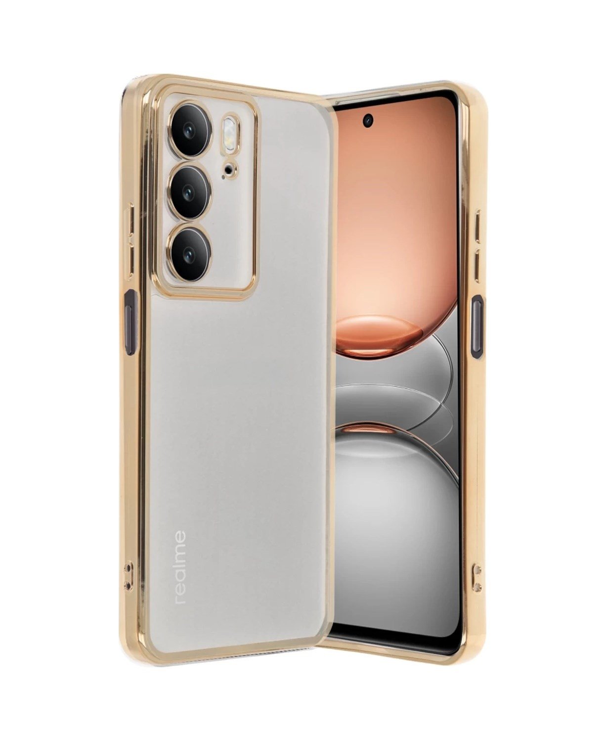 Realme C75 4g Uyumlu Kılıf Lensli Silikon - Gold Belirtilmemiş