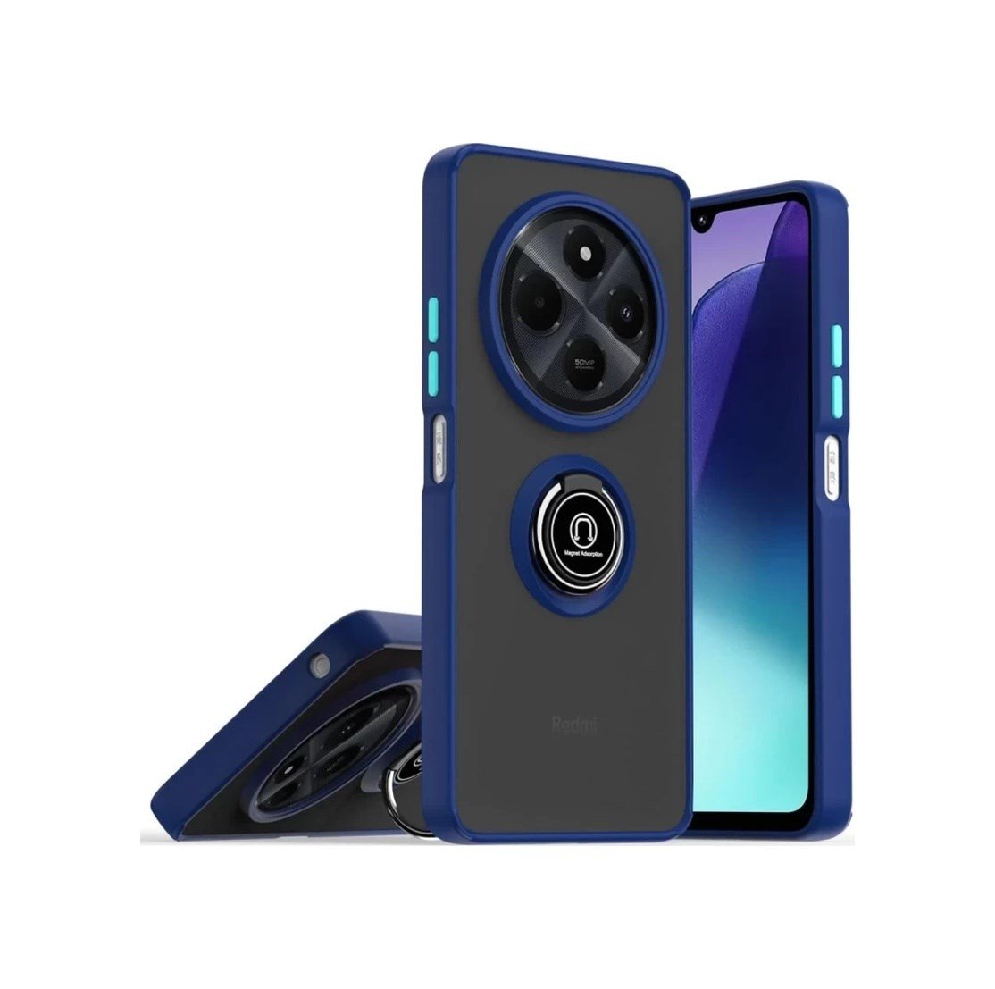 Realme C75 4g Uyumlu Kılıf Montreal Yüzüklü Silikon Kapak - Lacivert Belirtilmemiş