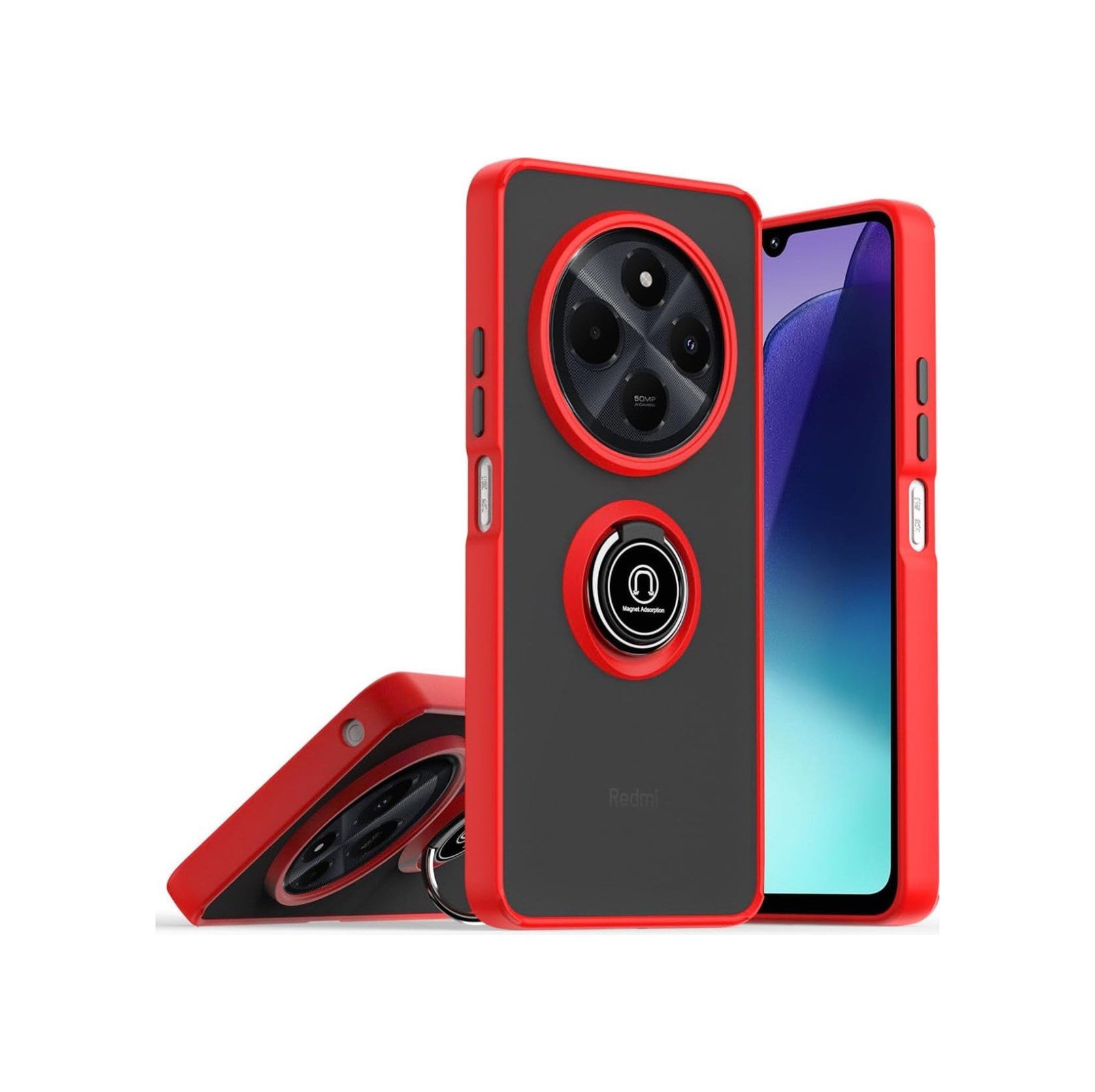 Realme C75 4g Uyumlu Kılıf Montreal Yüzüklü Silikon Kapak - Kırmızı Belirtilmemiş