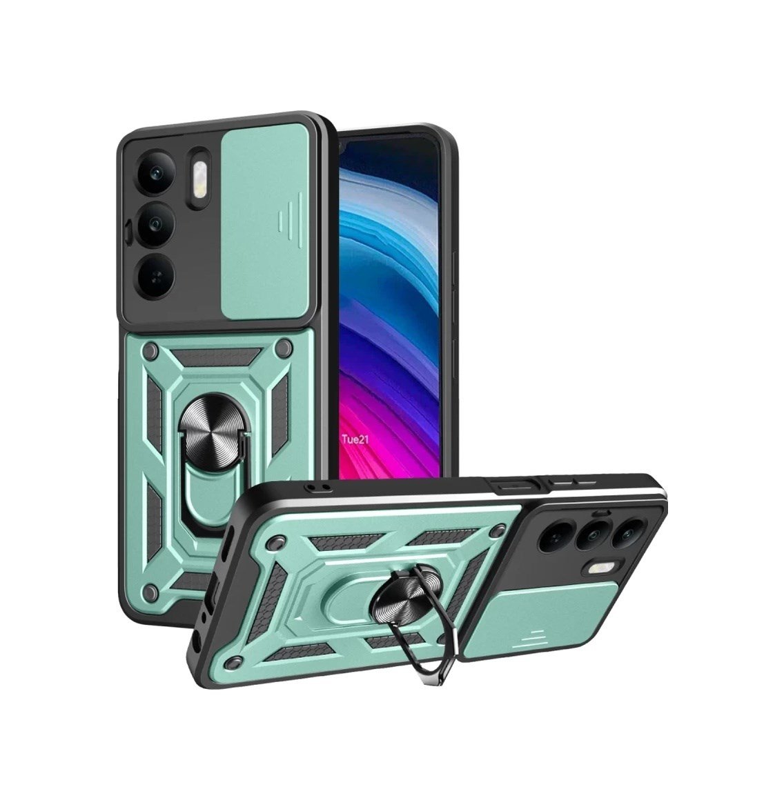 Realme C75 4g Uyumlu Kılıf Pars Lens Yüzüklü Silikon - Yeşil Belirtilmemiş