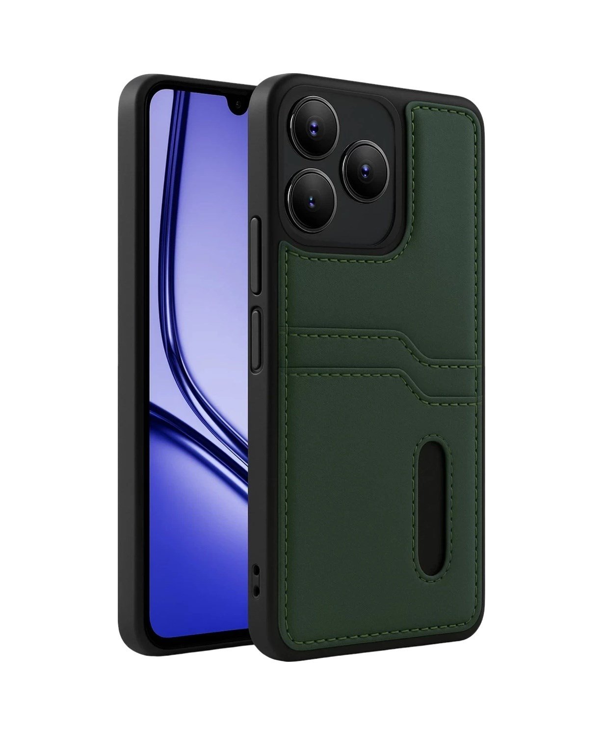Realme Note 50 4g Uyumlu Kılıf Sara Kartvizitli Deri Kılıf - Koyu Yeşil Belirtilmemiş