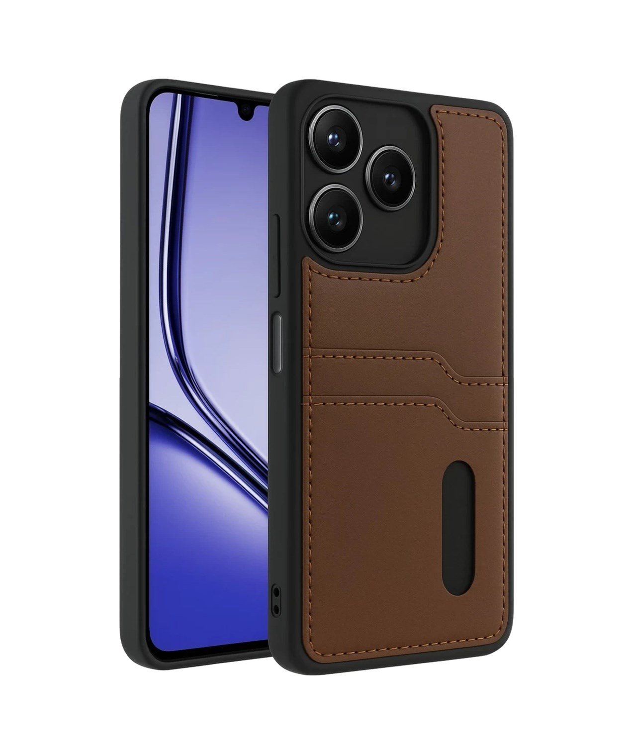 Realme Note 50 4g Uyumlu Kılıf Sara Kartvizitli Deri Kılıf - Taba Belirtilmemiş