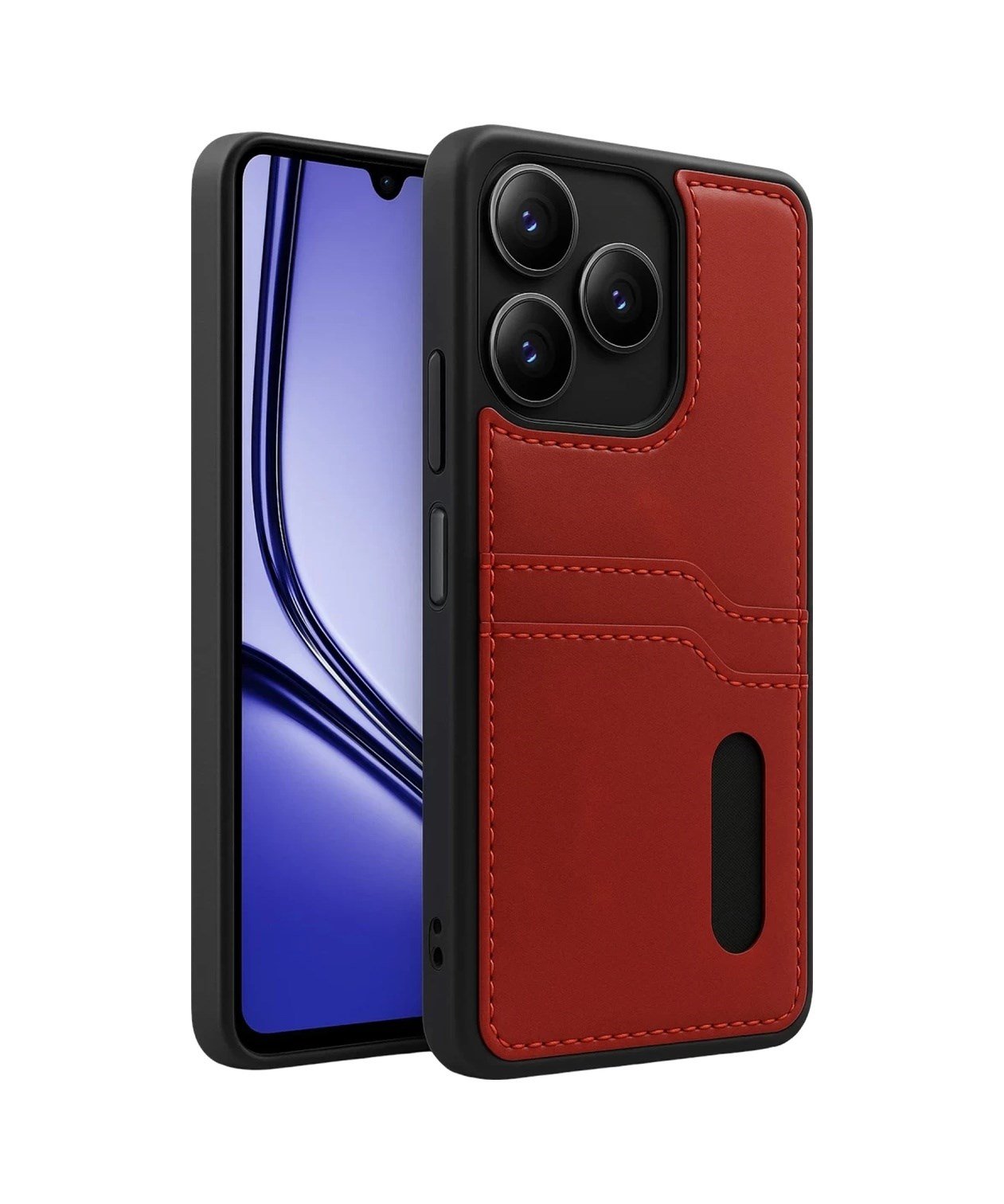 Realme Note 50 4g Uyumlu Kılıf Sara Kartvizitli Deri Kılıf - Kırmızı Belirtilmemiş