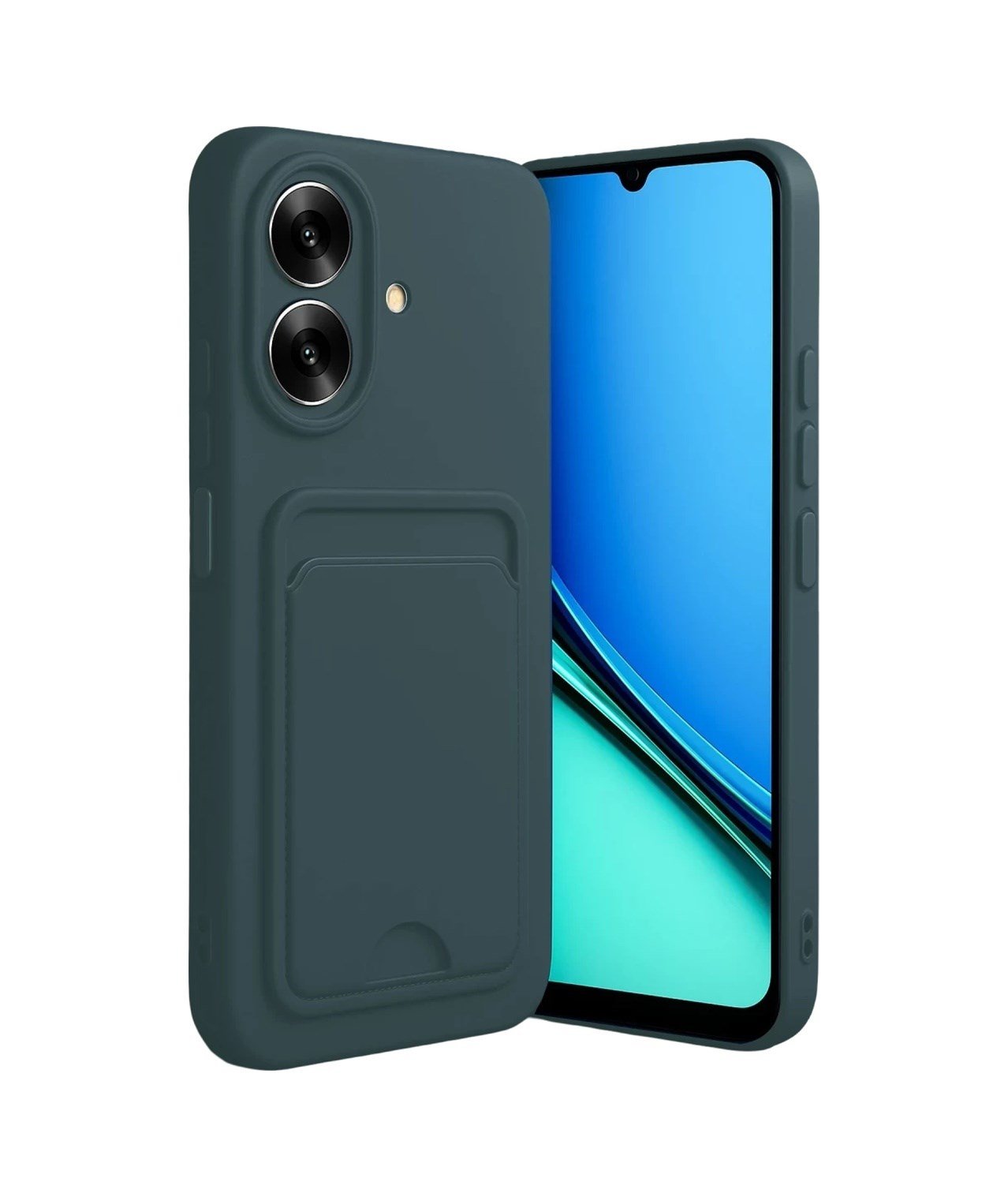Realme Note 60 Uyumlu Kelvin Kartvizitli Silikon - Koyu Yeşil Belirtilmemiş