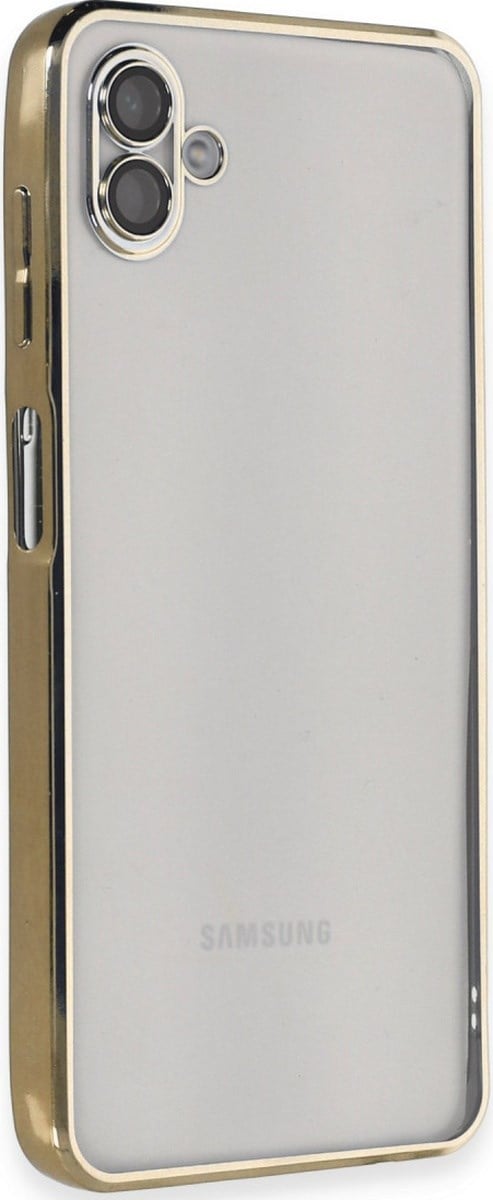 Samsung Galaxy A04 Uyumlu Kılıf Lensli Silikon - Gold Belirtilmemiş