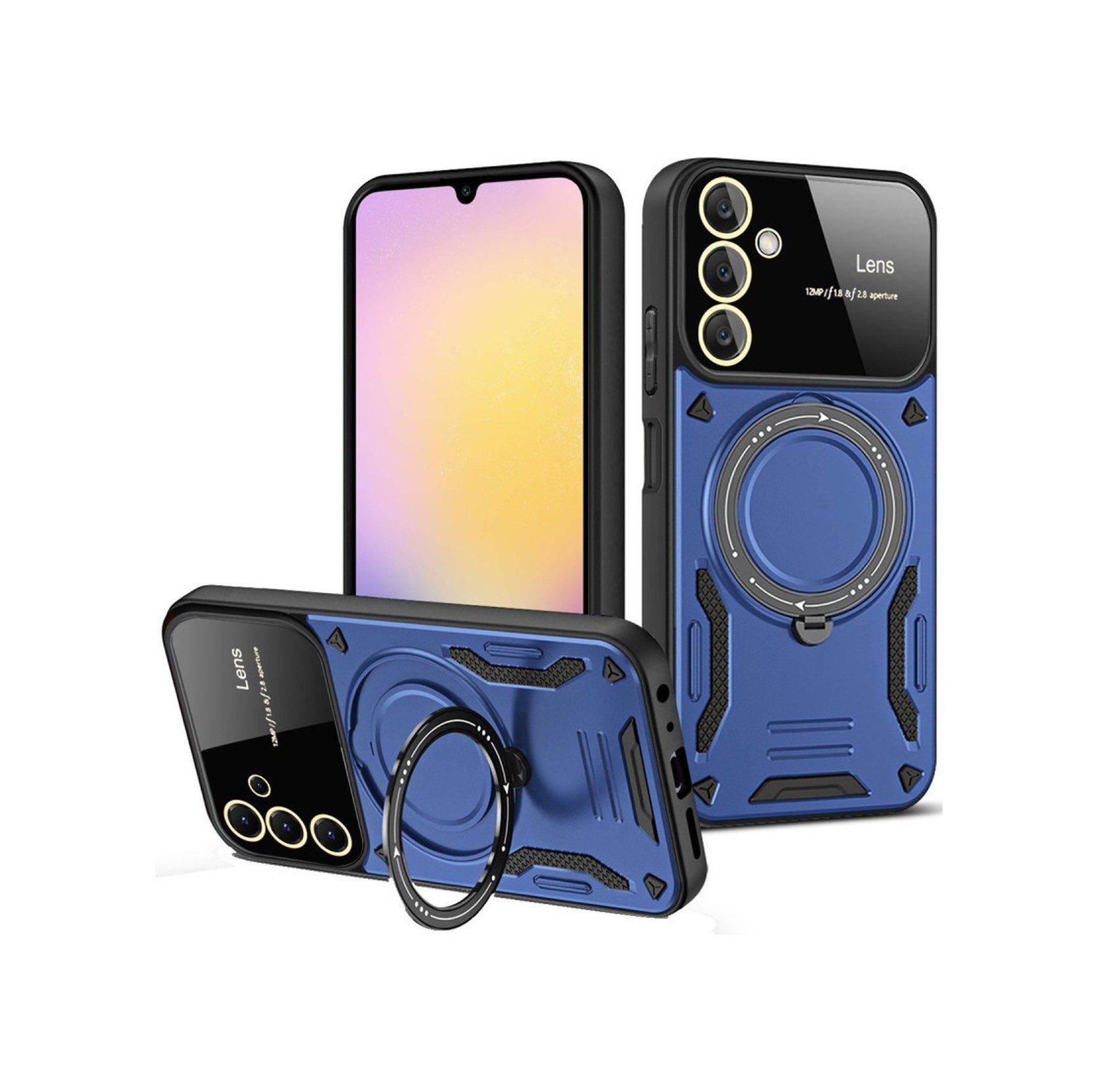 Samsung Galaxy A14 4g Uyumlu Kılıf Joy Lens Standlı Kapak - Lacivert Belirtilmemiş