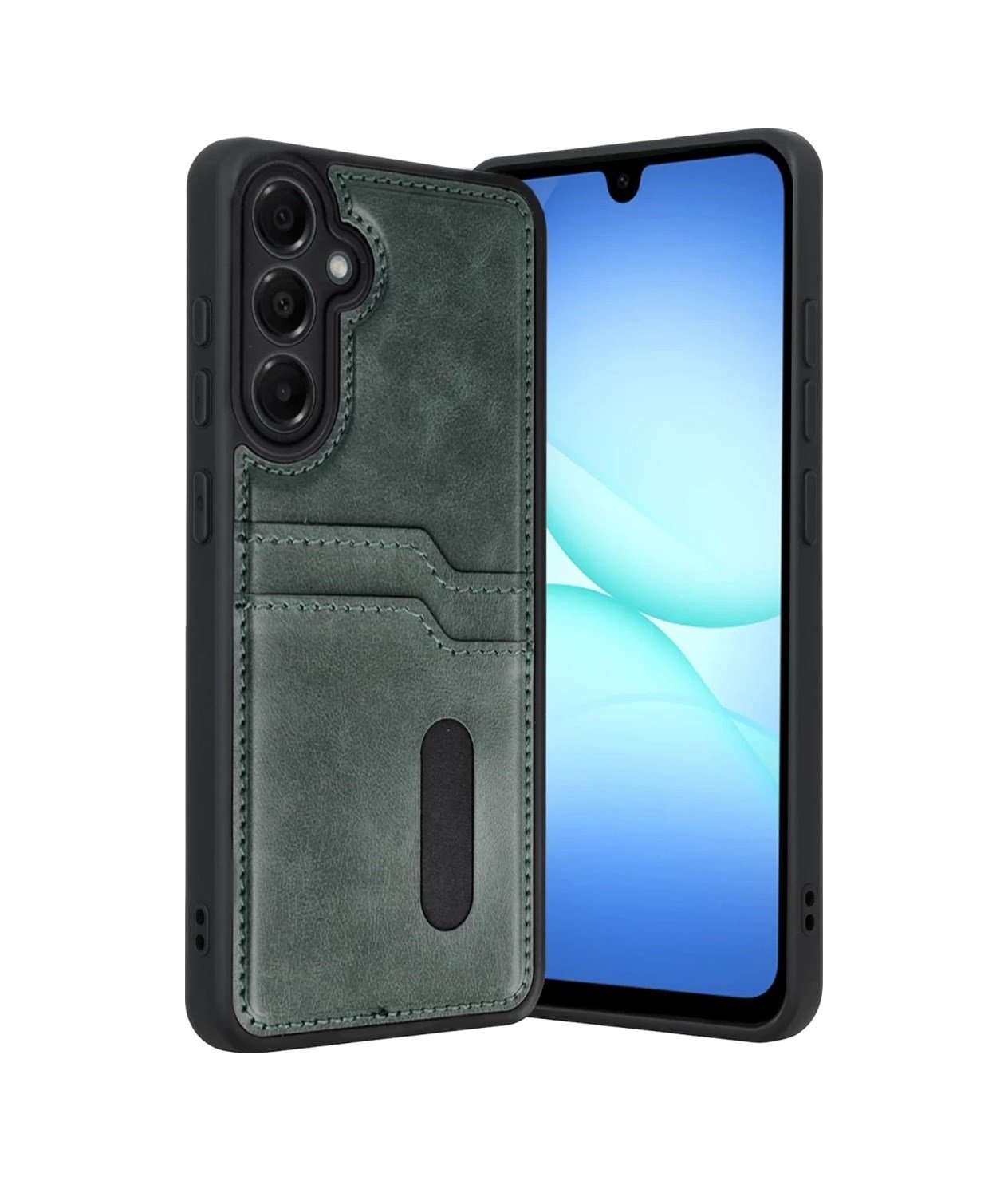 Samsung Galaxy A17 5g Uyumlu Sara Kartvizitli Deri Kılıf - Yeşil Belirtilmemiş