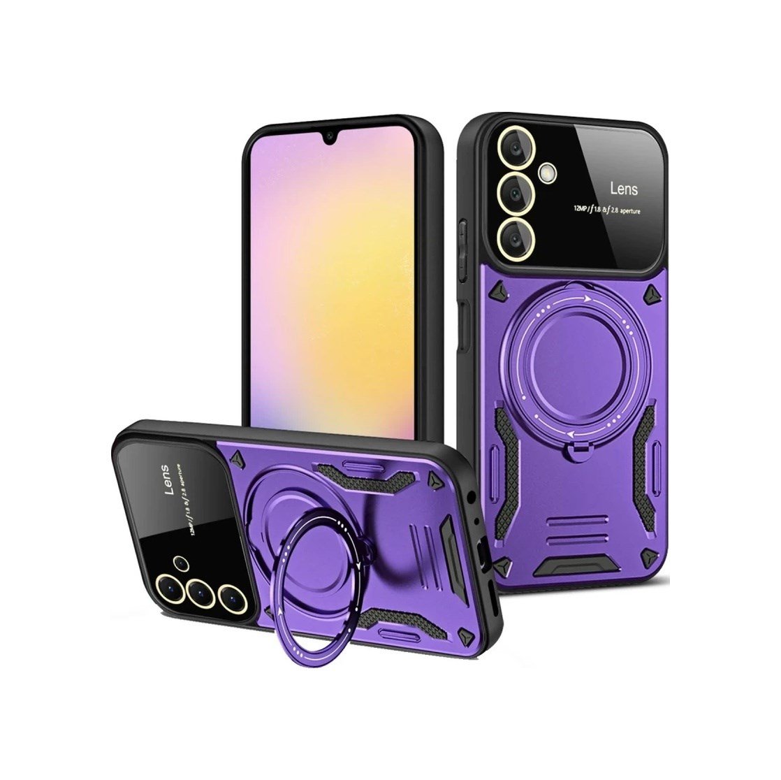 Samsung Galaxy A25 5g Uyumlu Kılıf Joy Lens Standlı Kapak - Mor Belirtilmemiş