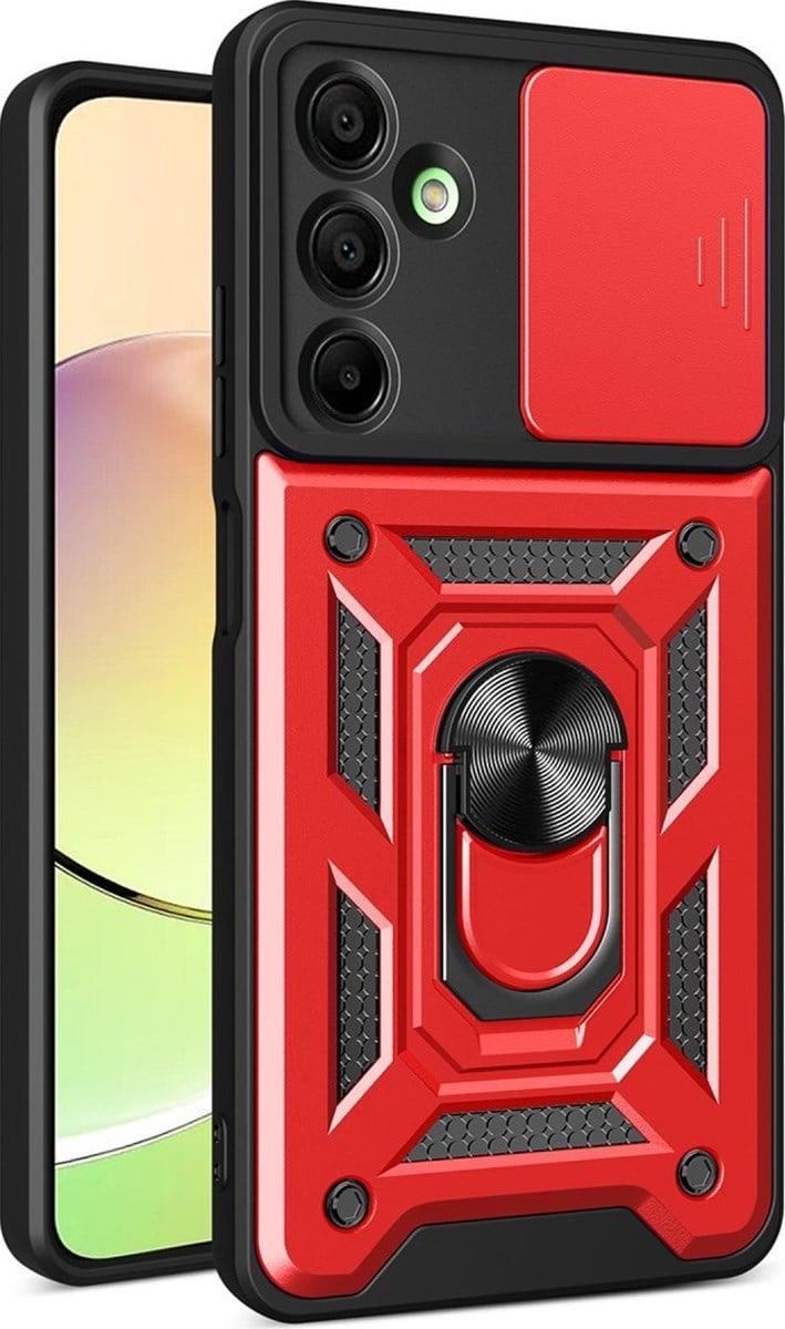 Samsung Galaxy A36 Uyumlu Kılıf Pars Lens Yüzüklü Silikon - Kırmızı Belirtilmemiş