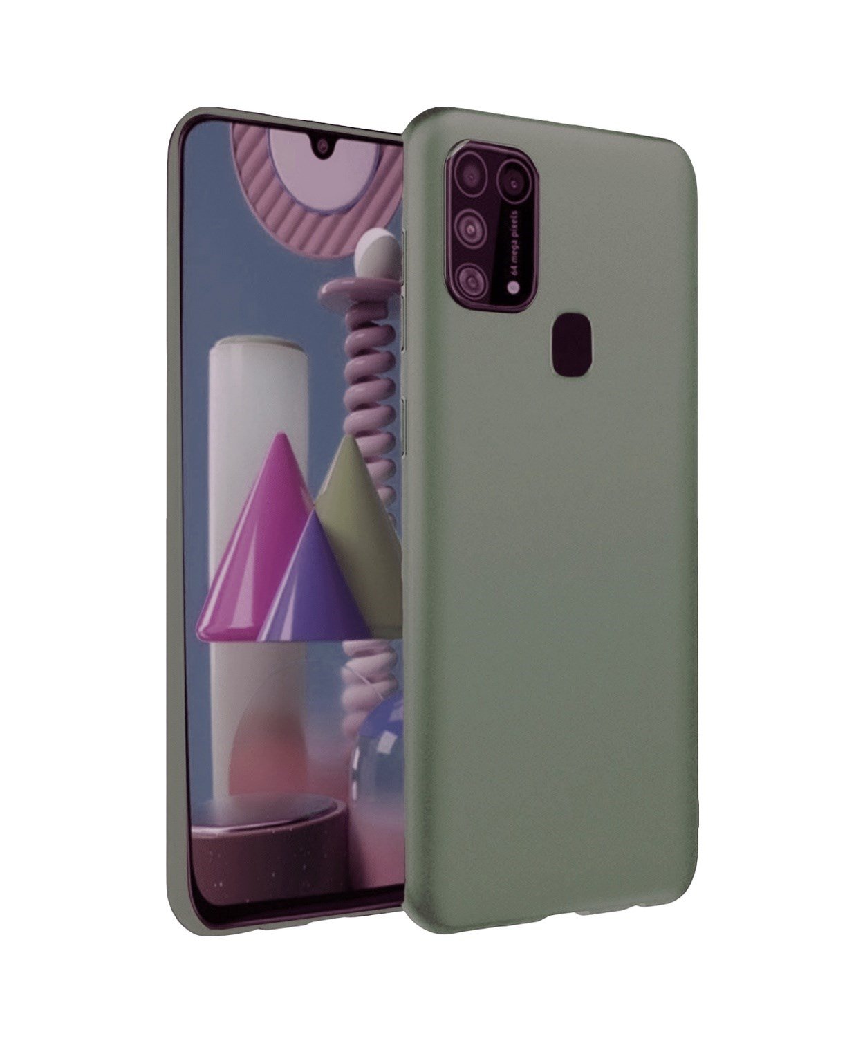 Samsung Galaxy M31 Kılıf Nano İçi Kadife Silikon - Koyu Yeşil 0.2M-Çok Renkli