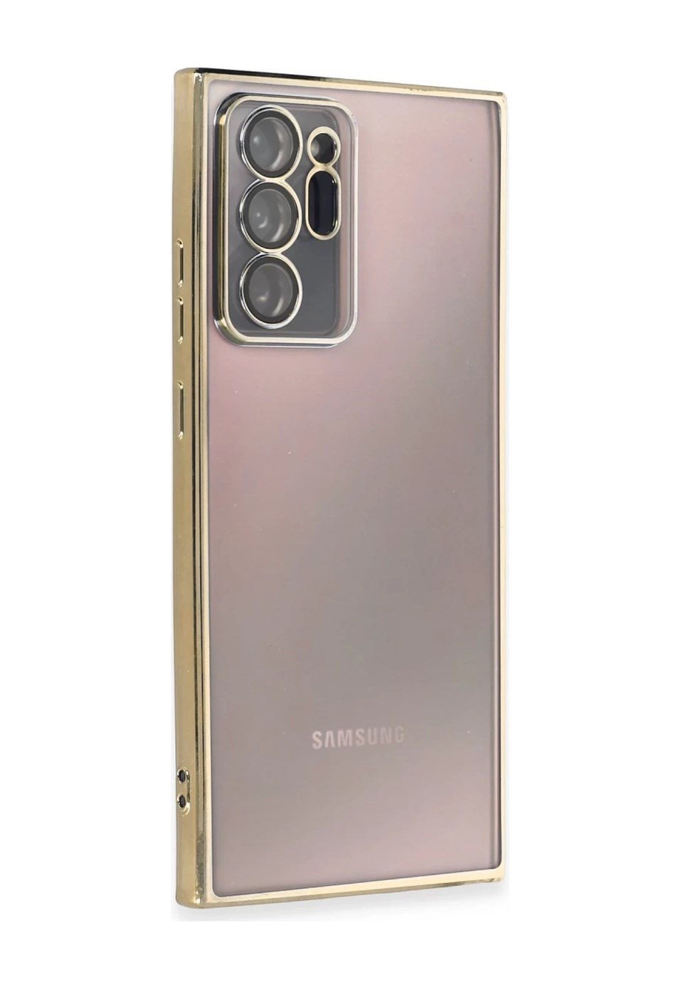 Samsung Galaxy Note 20 Ultra Uyumlu Kılıf Lensli Silikon - Gold Belirtilmemiş