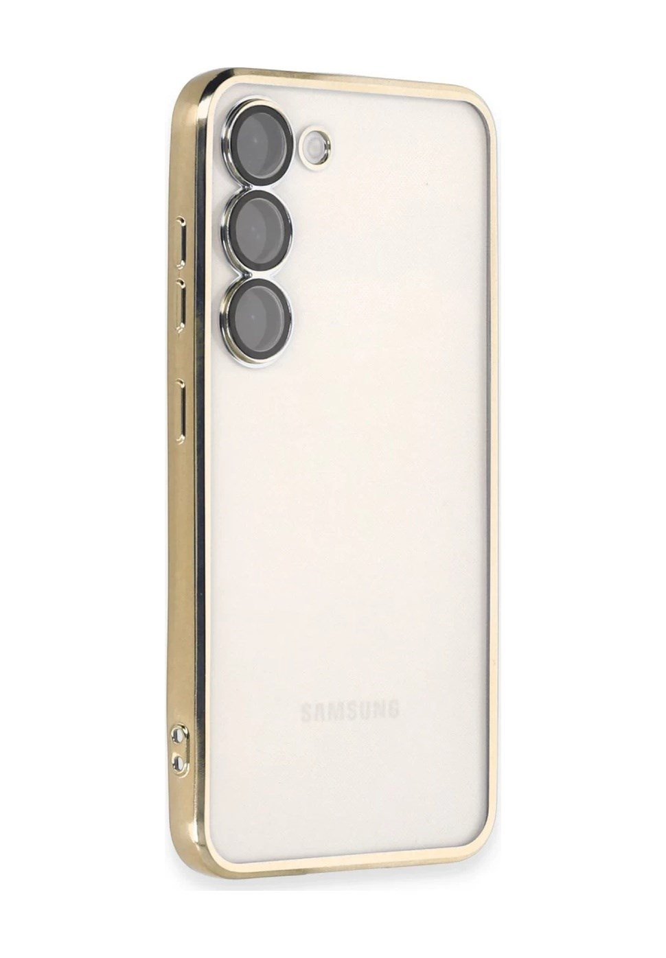 Samsung Galaxy S24 Uyumlu Kılıf Lensli Silikon - Gold Belirtilmemiş