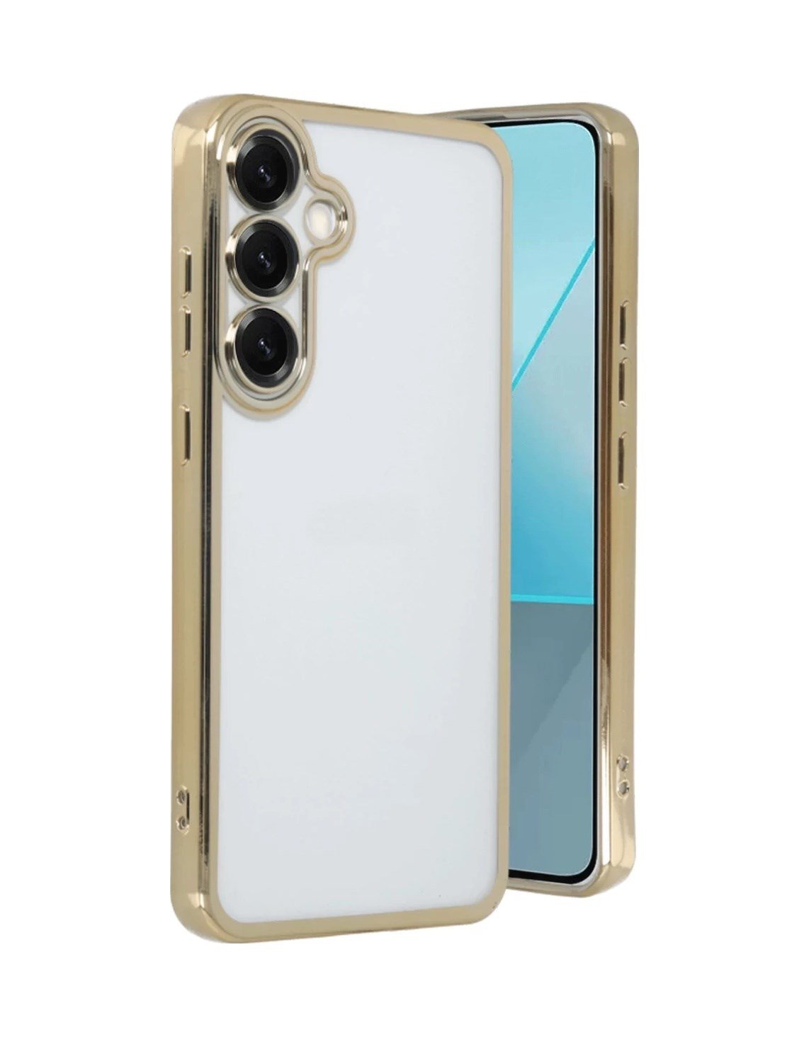 Samsung Galaxy S25 Plus Uyumlu Kılıf Lensli Silikon - Gold Belirtilmemiş