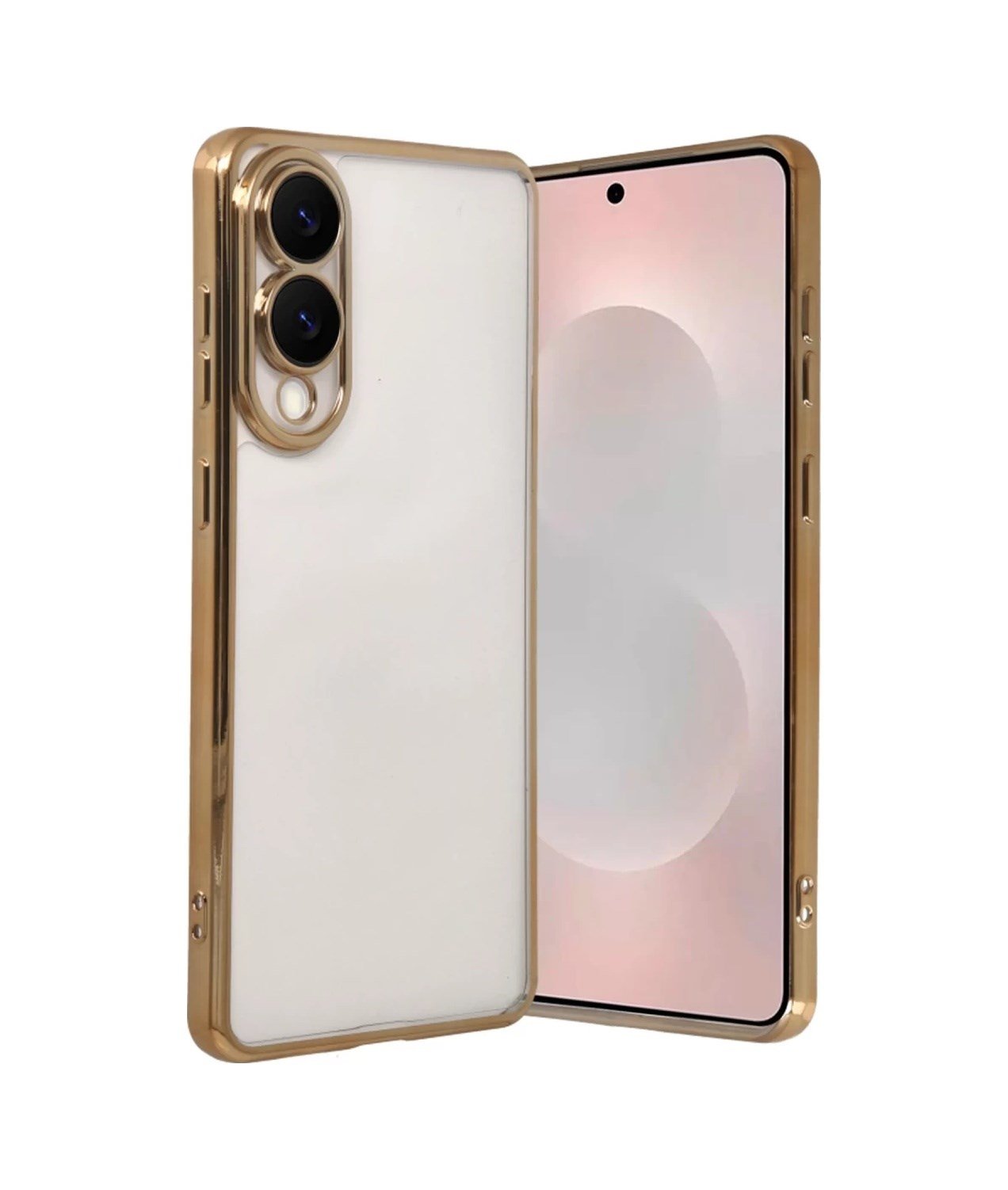 Samsung Galaxy S25 Uyumlu Edge Lensli Silikon - Gold Belirtilmemiş
