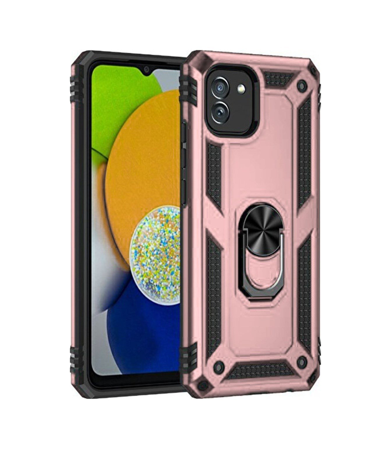 Samsung Galaxy Uyumlu   A03 Kılıf Sofya Yüzüklü Silikon Kapak - Rose Belirtilmemiş