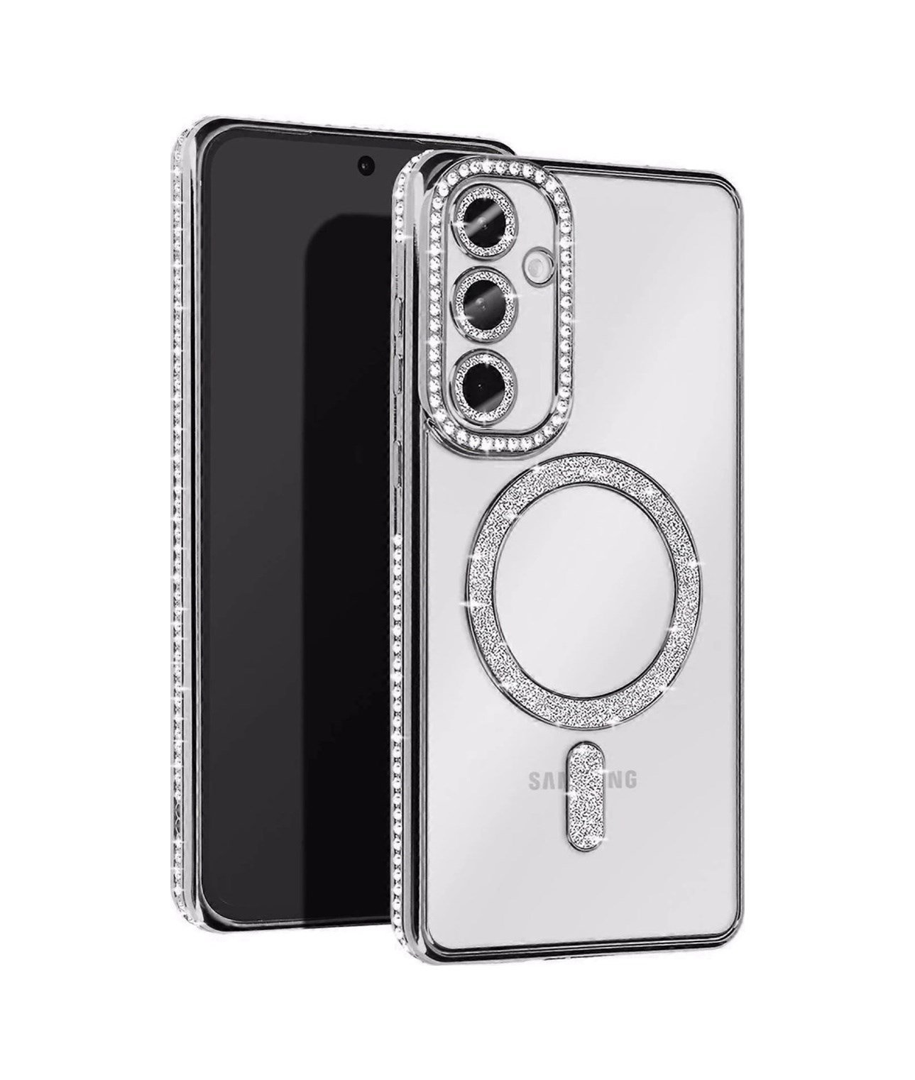Samsung Galaxy Uyumlu   A17 5g Joke Simli Magneticsafe Kılıf - Gümüş Belirtilmemiş