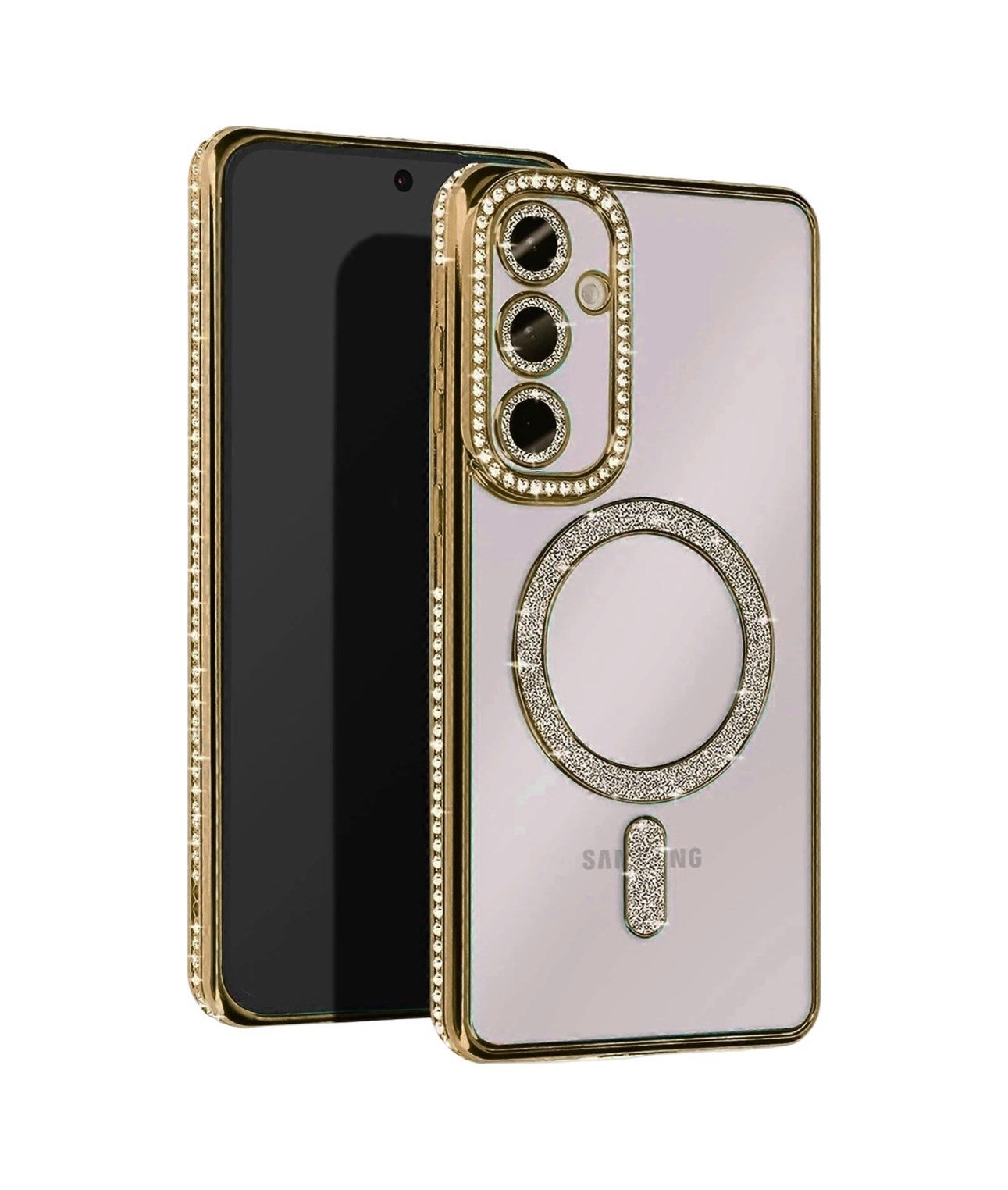 Samsung Galaxy Uyumlu   A56 Joke Simli Magneticsafe Kılıf - Gold Belirtilmemiş