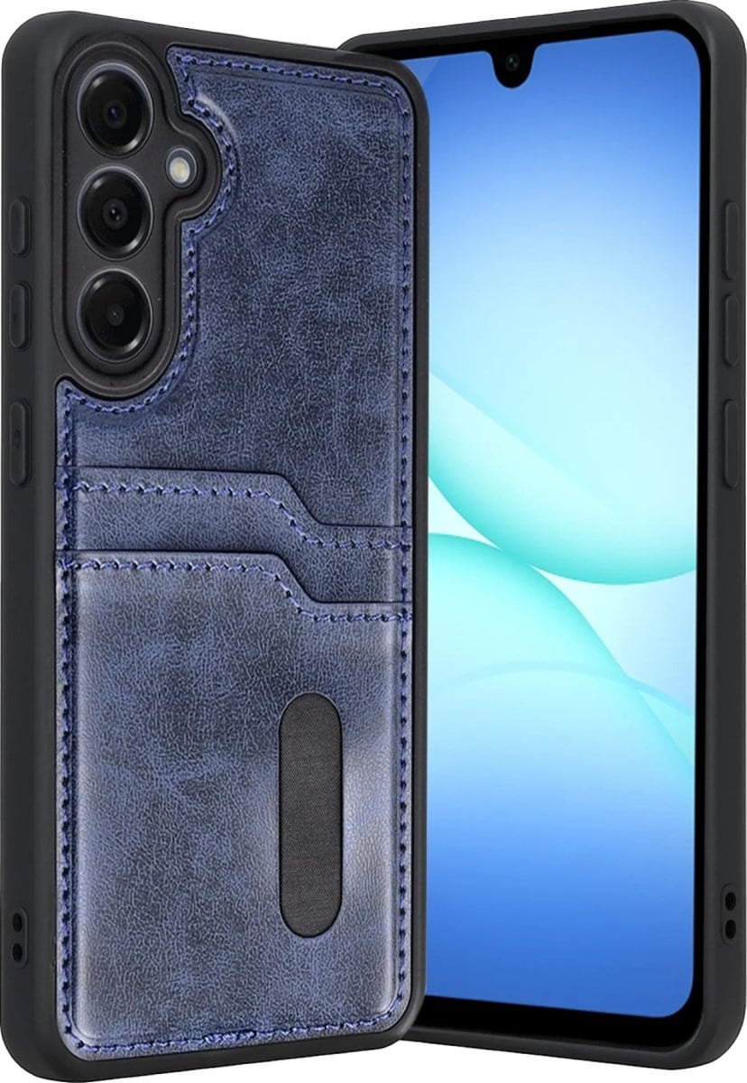 Samsung Galaxy Uyumlu   A57 5g Sara Kartvizitli Deri Kılıf - Lacivert Belirtilmemiş