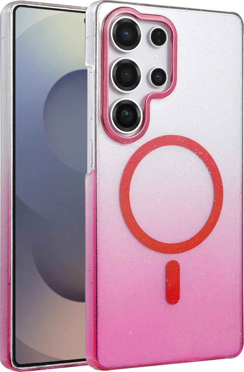 Samsung Galaxy Uyumlu   S24 Ultra Glossy Magsafe Kapak - Pembe Belirtilmemiş