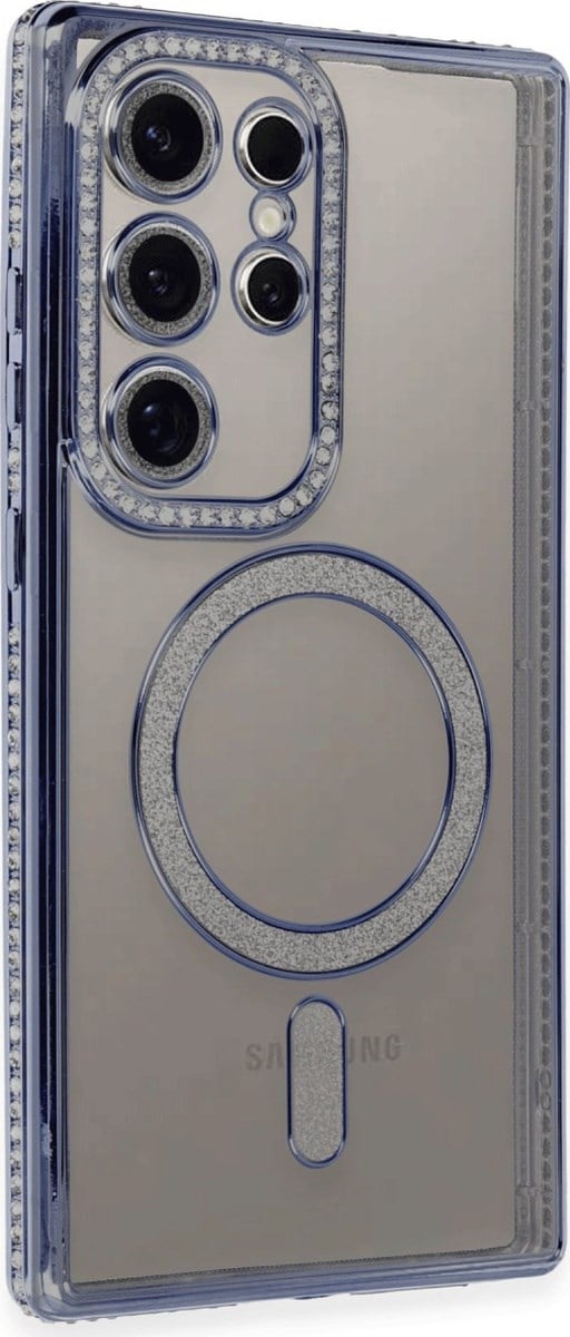 Samsung Galaxy Uyumlu   S24 Ultra Kılıf Joke Simli Magneticsafe Kılıf - Mavi Belirtilmemiş