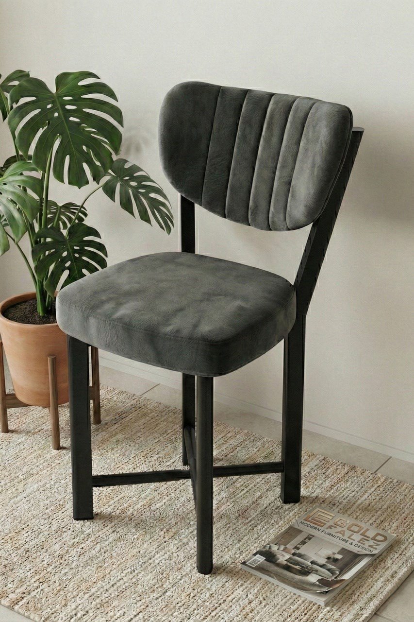 Sandalye 1 Adet Baby Face Kumaş Metal Modern Mutfak Sandalyesi Cafe Balkon Ofis Elma 9815 Antrast Çok Renkli
