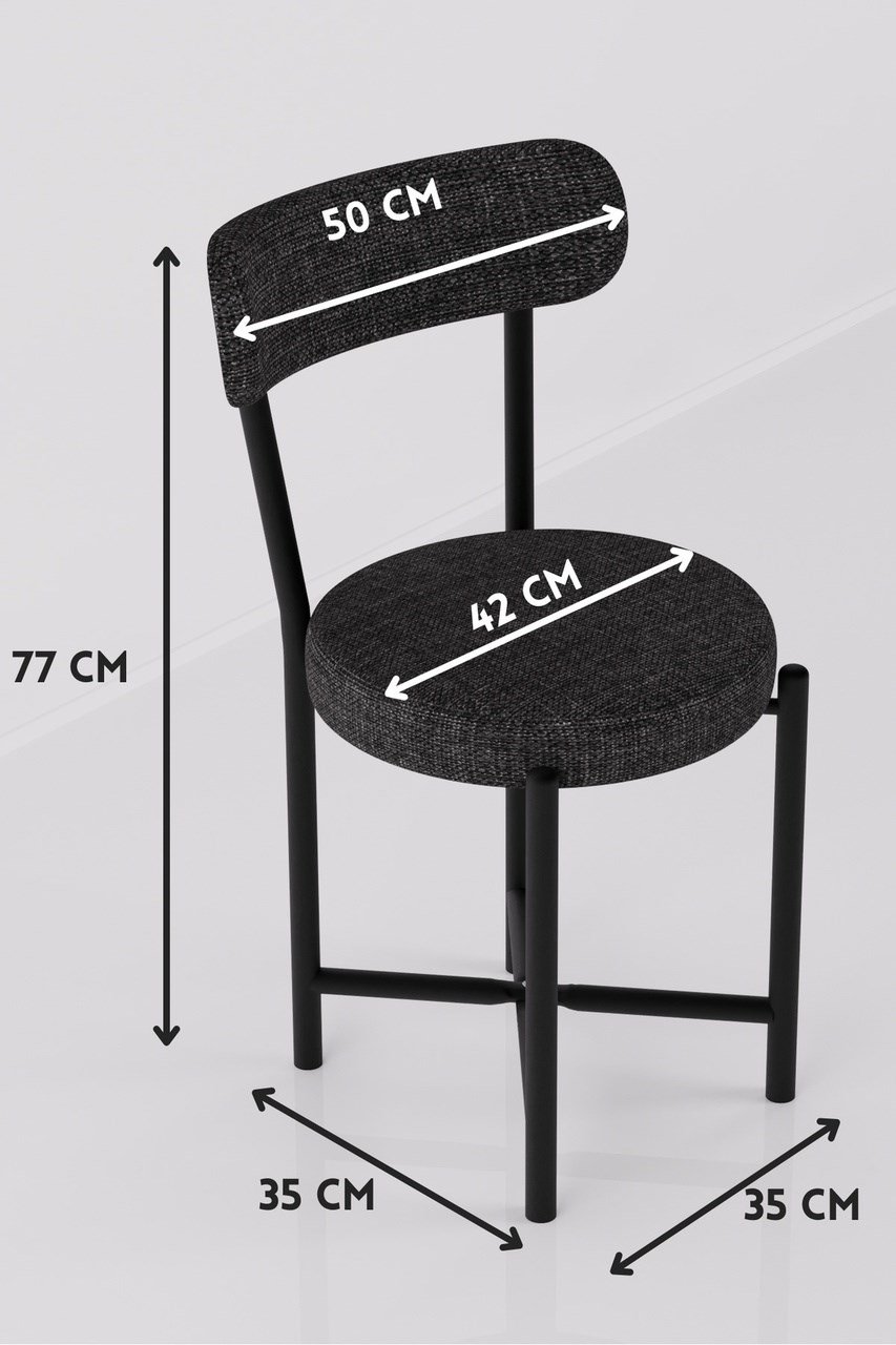 Sandalye 1 Adet Keten Kumaş Metal Ayak Modern Mutfak Sandalyesi Cafe Balkon Ofis Teddy 9817 Anstrast Çok Renkli