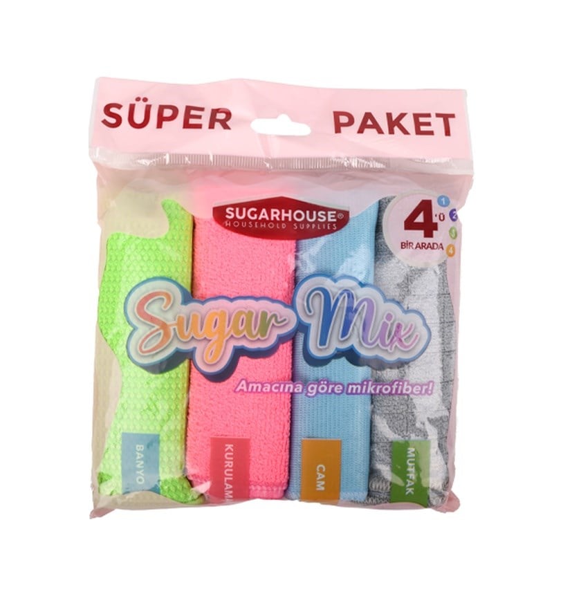 Sugar Mıx Temızlık Bezı 4lu Çok Renkli