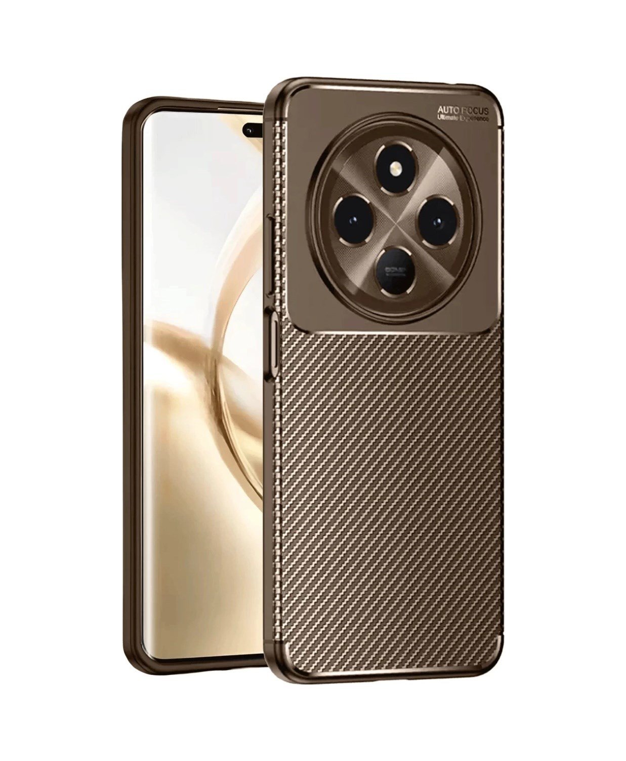 Tecno Spark 30 Uyumlu Kılıf Auto Focus Karbon Kapak - Kahverengi Belirtilmemiş