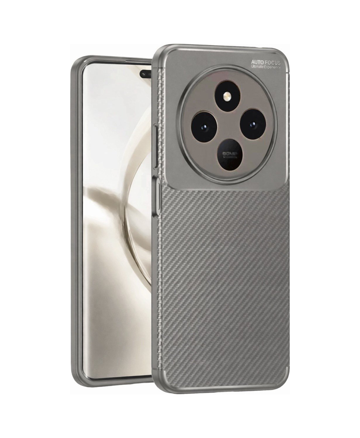 Tecno Spark 30 Uyumlu Kılıf Auto Focus Karbon Kapak - Gri Belirtilmemiş