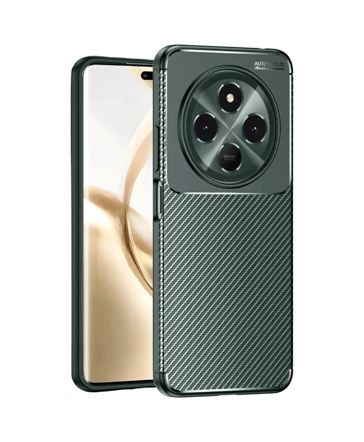 Tecno Spark 30 Uyumlu Kılıf Auto Focus Karbon Kapak - Koyu Yeşil Belirtilmemiş
