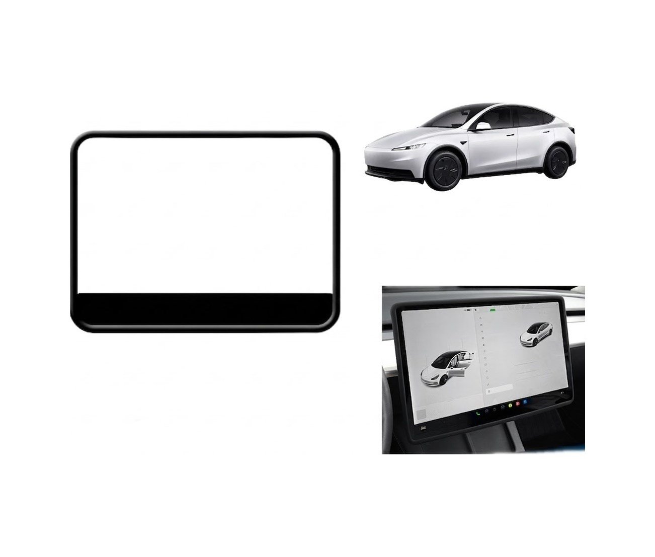 Tesla Model Y Standart Ve Juniper Uyumlu Multimedya Ön Ekran Kenar Koruyucu Silikon Çerçeve Trim 1 Adet Siyah Cn