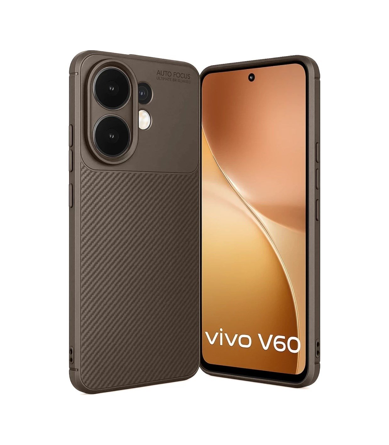 Vivo V60 5g Uyumlu Auto Focus Karbon Kapak - Kahverengi Belirtilmemiş