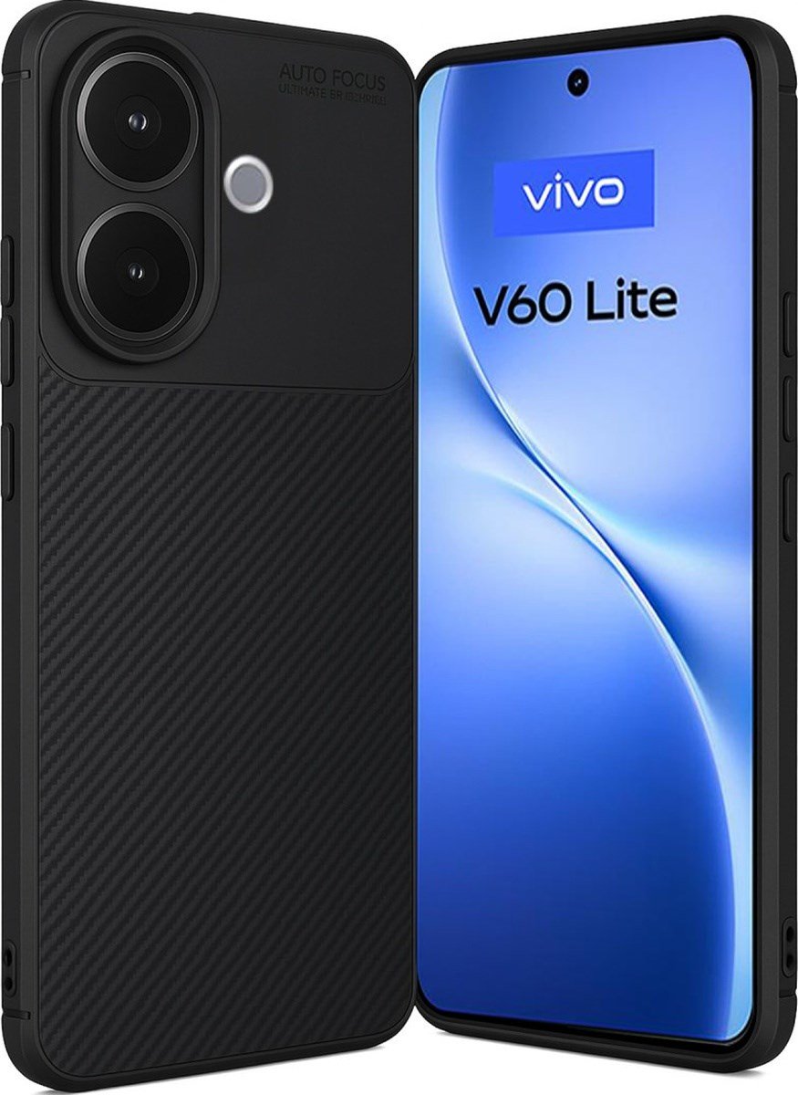 Vivo V60 Lite Uyumlu Auto Focus Karbon Kapak - Siyah Belirtilmemiş