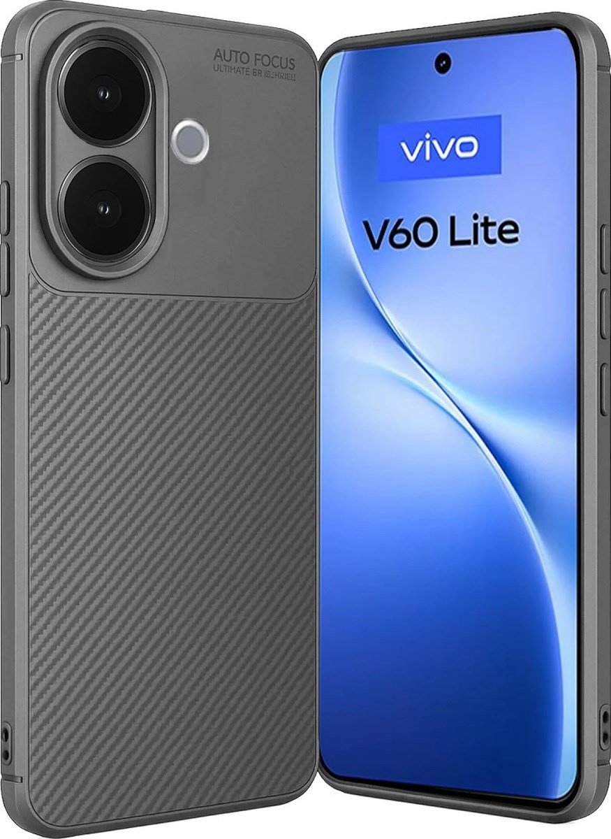 Vivo V60 Lite Uyumlu Auto Focus Karbon Kapak - Gri Belirtilmemiş