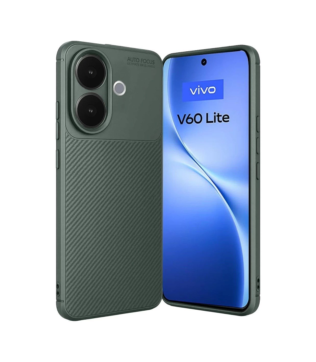 Vivo V60 Lite Uyumlu Auto Focus Karbon Kapak - Koyu Yeşil Belirtilmemiş