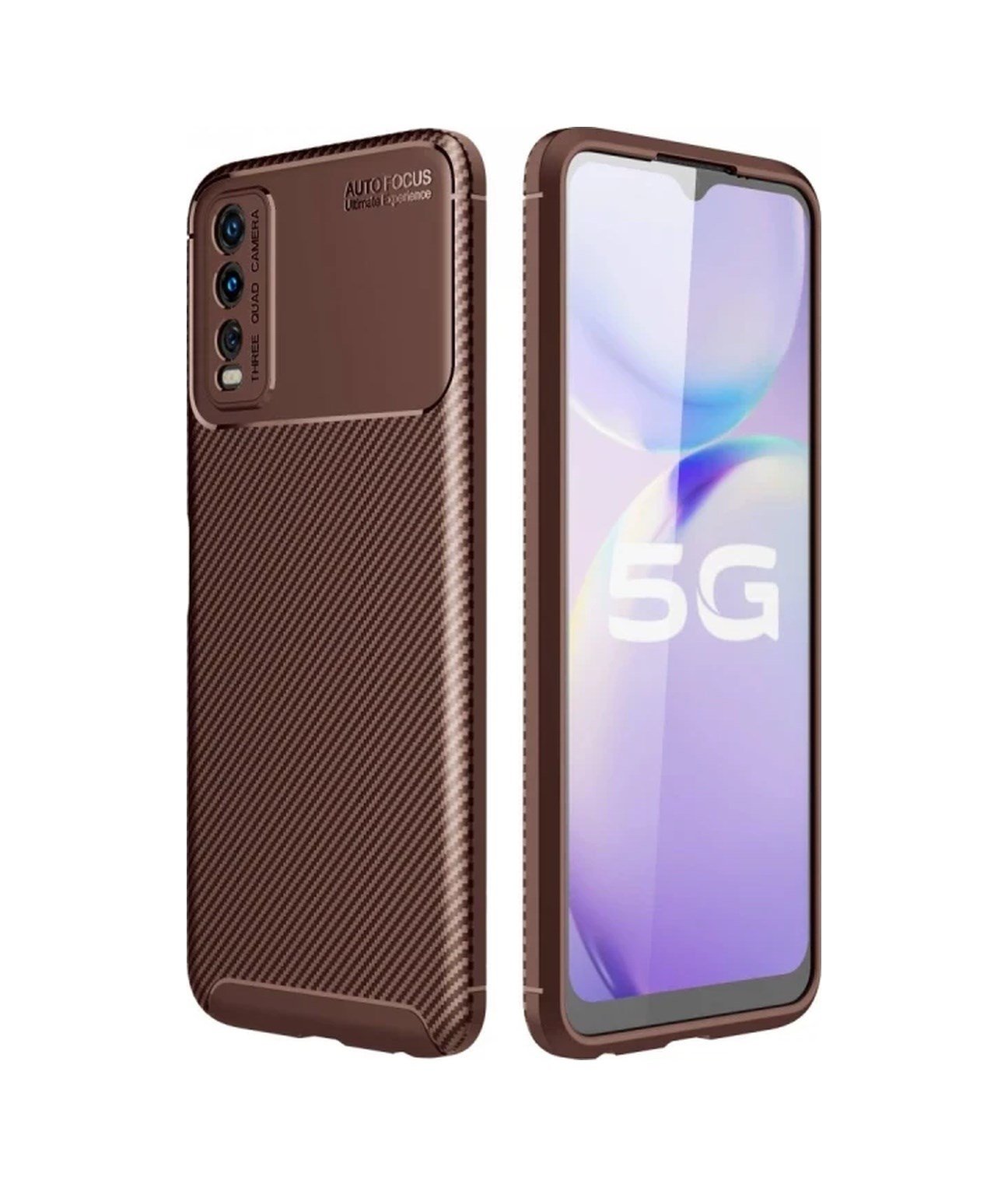 Vivo Y11s Kılıf Auto Focus Karbon Kapak - Kahverengi 0.2M-Çok Renkli
