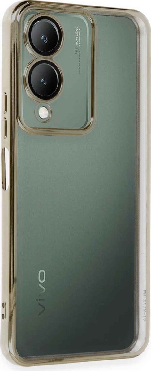 Vivo Y17s Uyumlu Kılıf Lensli Silikon - Gold Belirtilmemiş