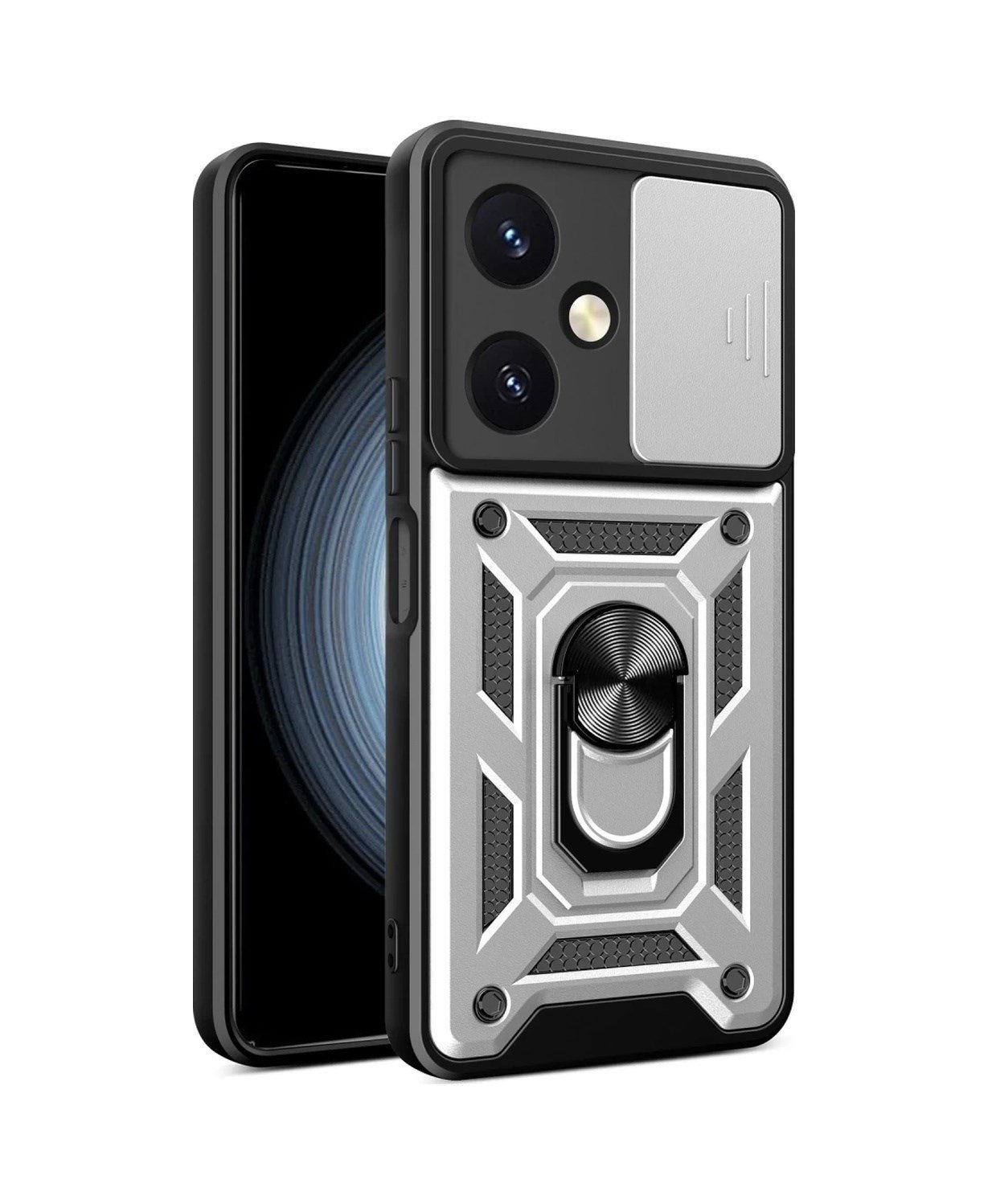 Vivo Y27 Uyumlu Kılıf Pars Lens Yüzüklü Silikon - Gümüş Belirtilmemiş