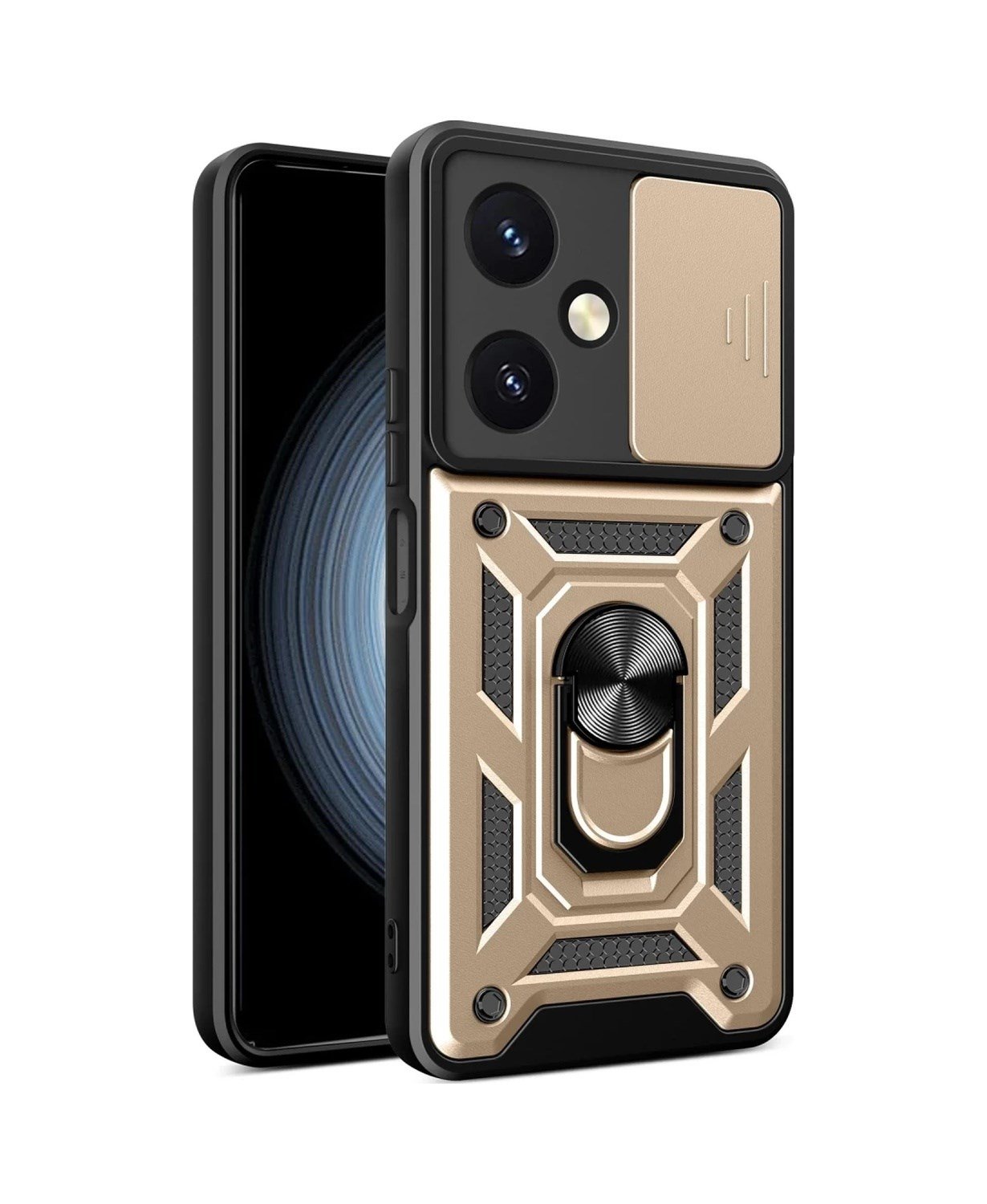 Vivo Y27 Uyumlu Kılıf Pars Lens Yüzüklü Silikon - Gold Belirtilmemiş