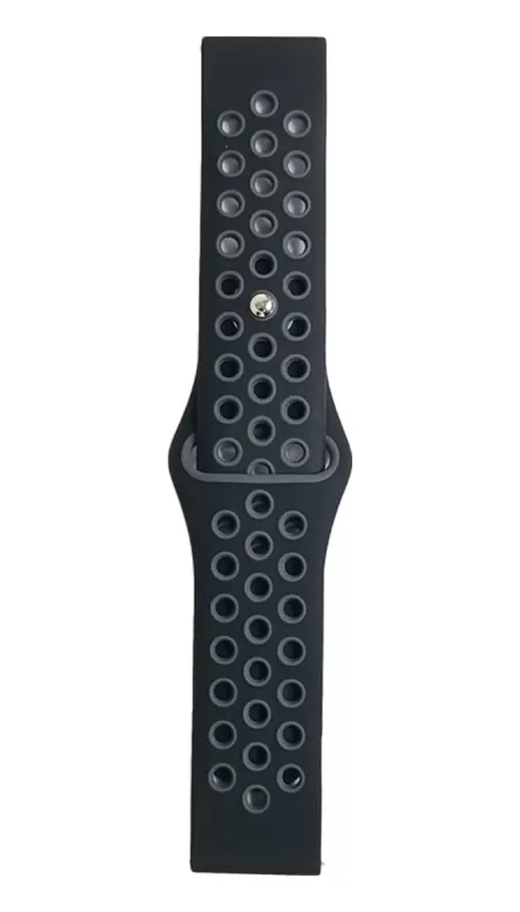 Watch 20mm Uyumlu Spor Delikli Kordon - Siyah-gri -