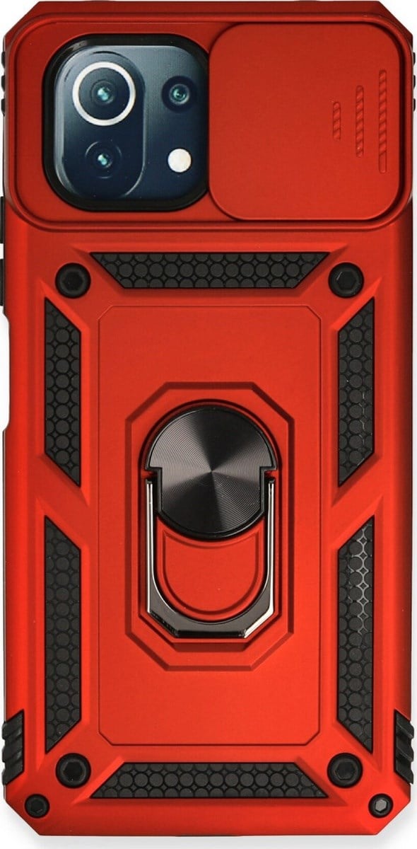 Xiaomi Mi 11 Lite Uyumlu Kılıf Pars Lens Yüzüklü Silikon - Kırmızı Belirtilmemiş