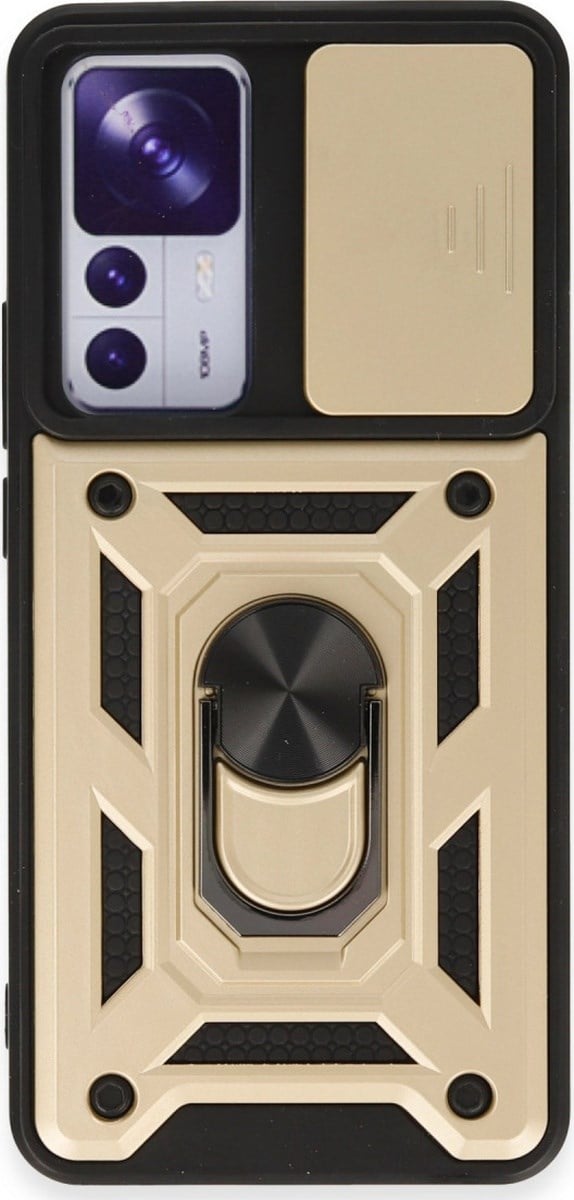 Xiaomi Mi 12t Pro Uyumlu Kılıf Pars Lens Yüzüklü Silikon - Gold Belirtilmemiş