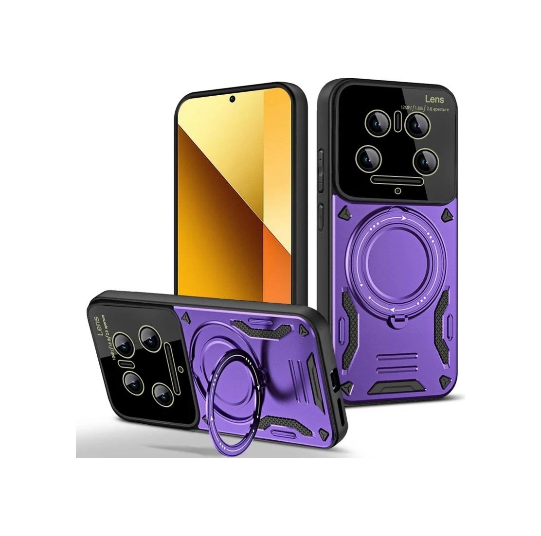 Xiaomi Mi 14 Ultra Uyumlu Kılıf Joy Lens Standlı Kapak - Mor Belirtilmemiş