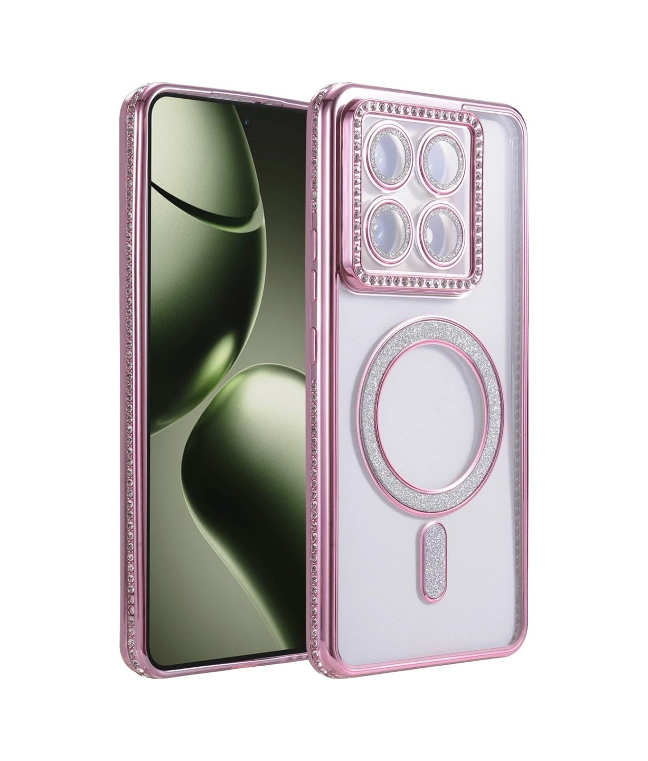 Xiaomi Mi 14t Pro Uyumlu Joke Simli Magneticsafe Kılıf - Pembe Belirtilmemiş