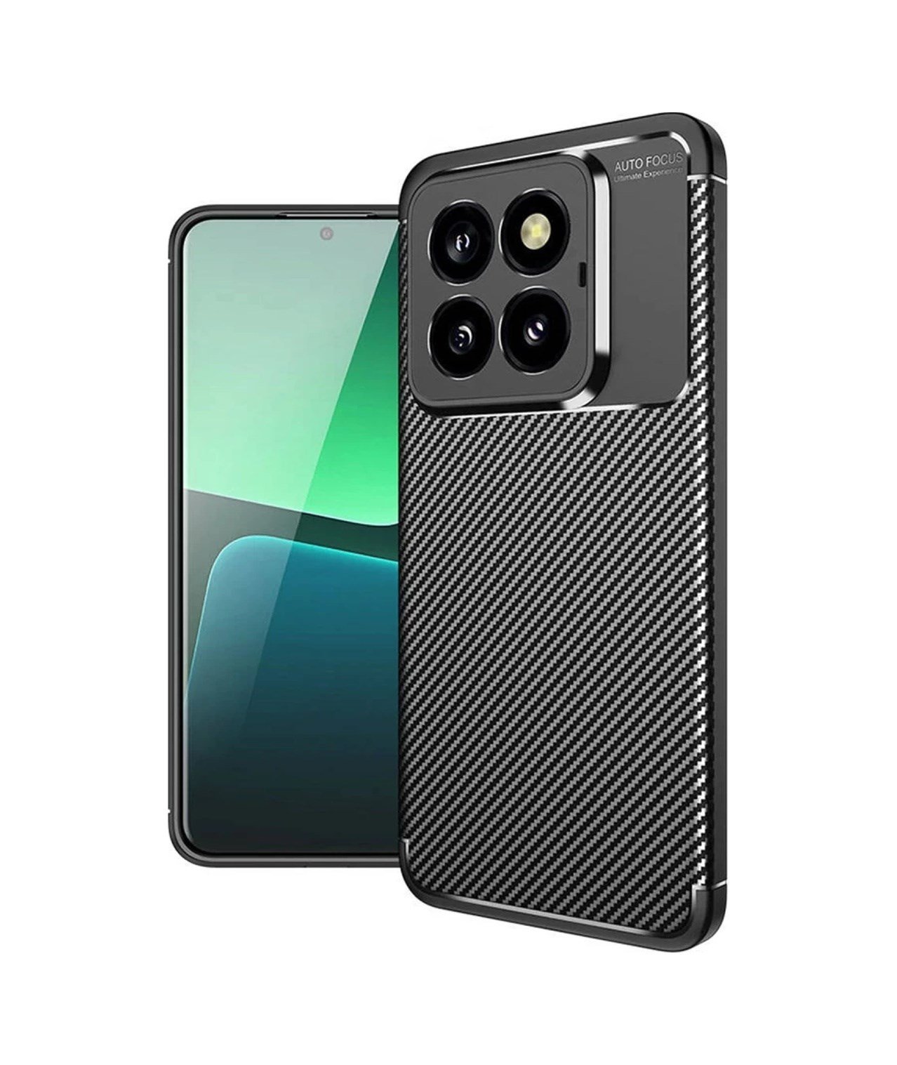 Xiaomi Mi 14t Pro Uyumlu Kılıf Auto Focus Karbon Kapak - Siyah Belirtilmemiş