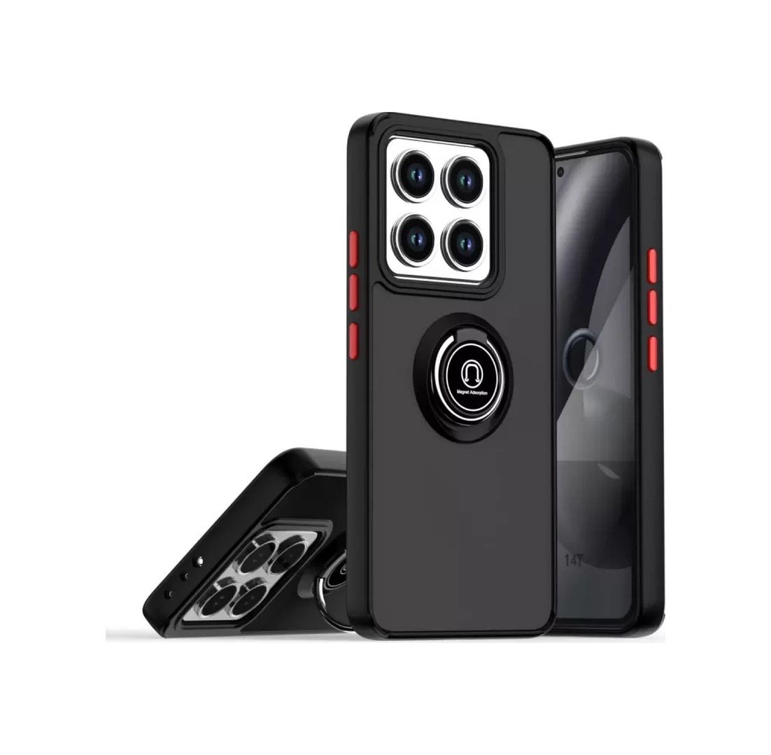 Xiaomi Mi 14t Pro Uyumlu Kılıf Montreal Yüzüklü Silikon Kapak - Siyah Belirtilmemiş